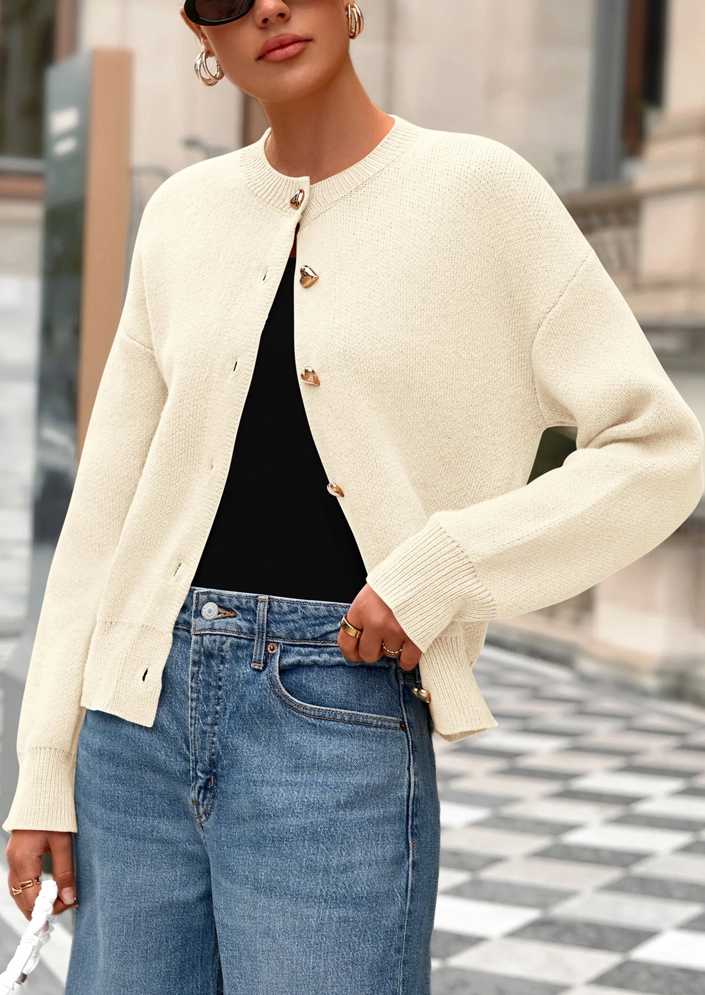 Cardigan Sweaters for Women Trendy Long Sleeve Open Front Button Down Jacket Fall Clothes Winter Coats
