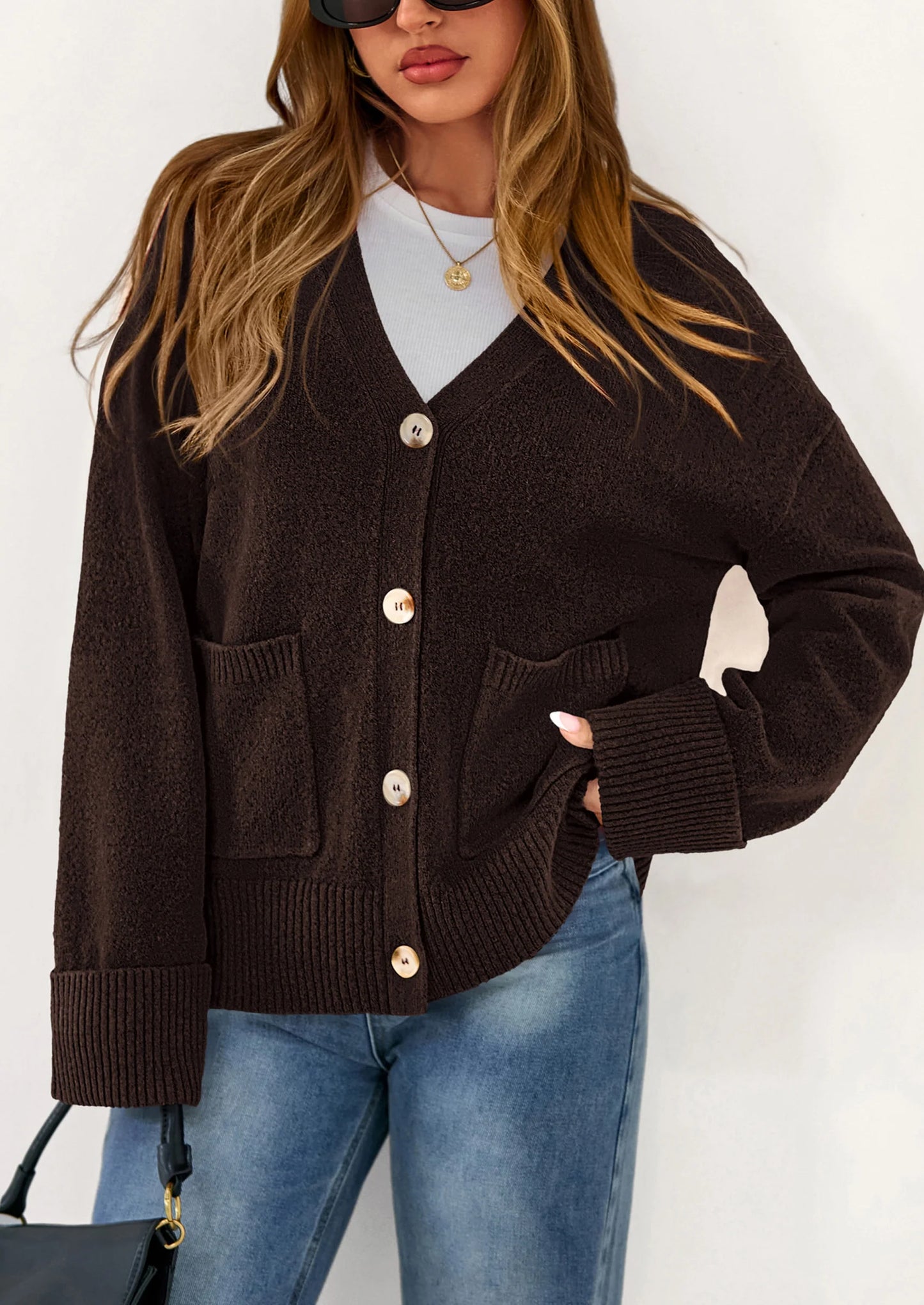 Women's Oversized Cardigan Sweaters Trendy Chunky Knit Long Sleeve V Neck Button Down Fall Winter Outfits