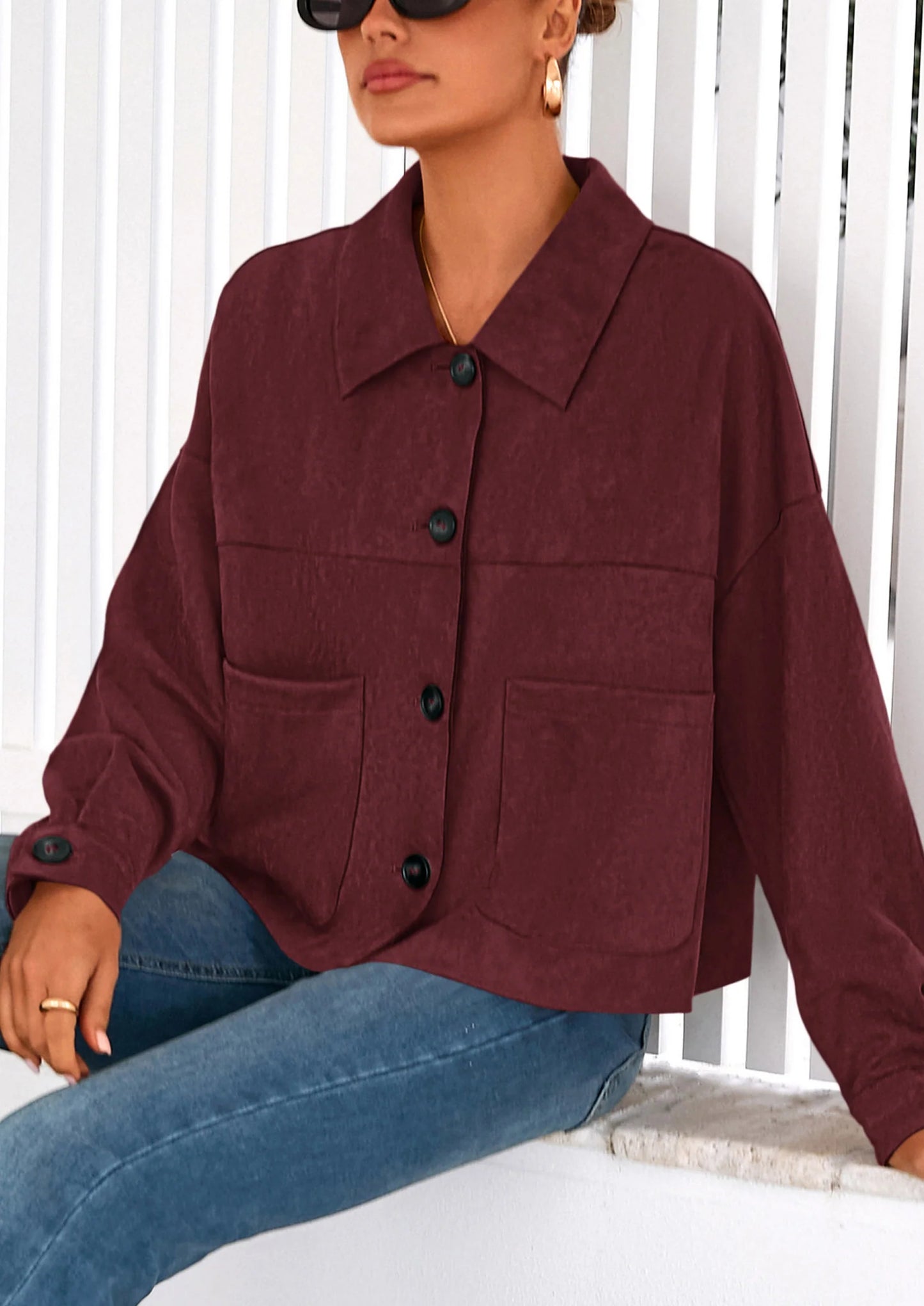Women's Faux Suede Cropped Jacket Casual Lightweight Fall Fashion Winter Coats Outerwear Trendy Clothes
