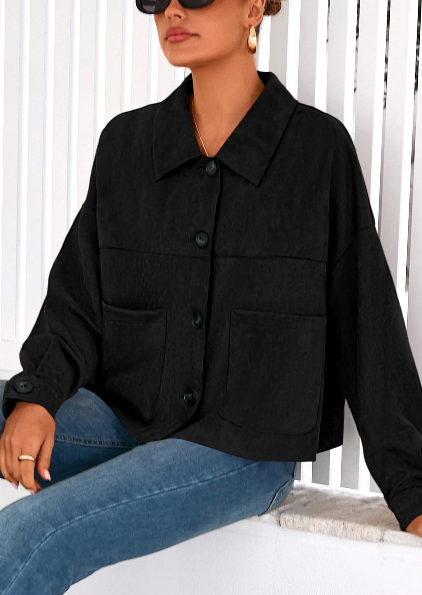 Women's Faux Suede Cropped Jacket Casual Lightweight Fall Fashion Winter Coats Outerwear Trendy Clothes