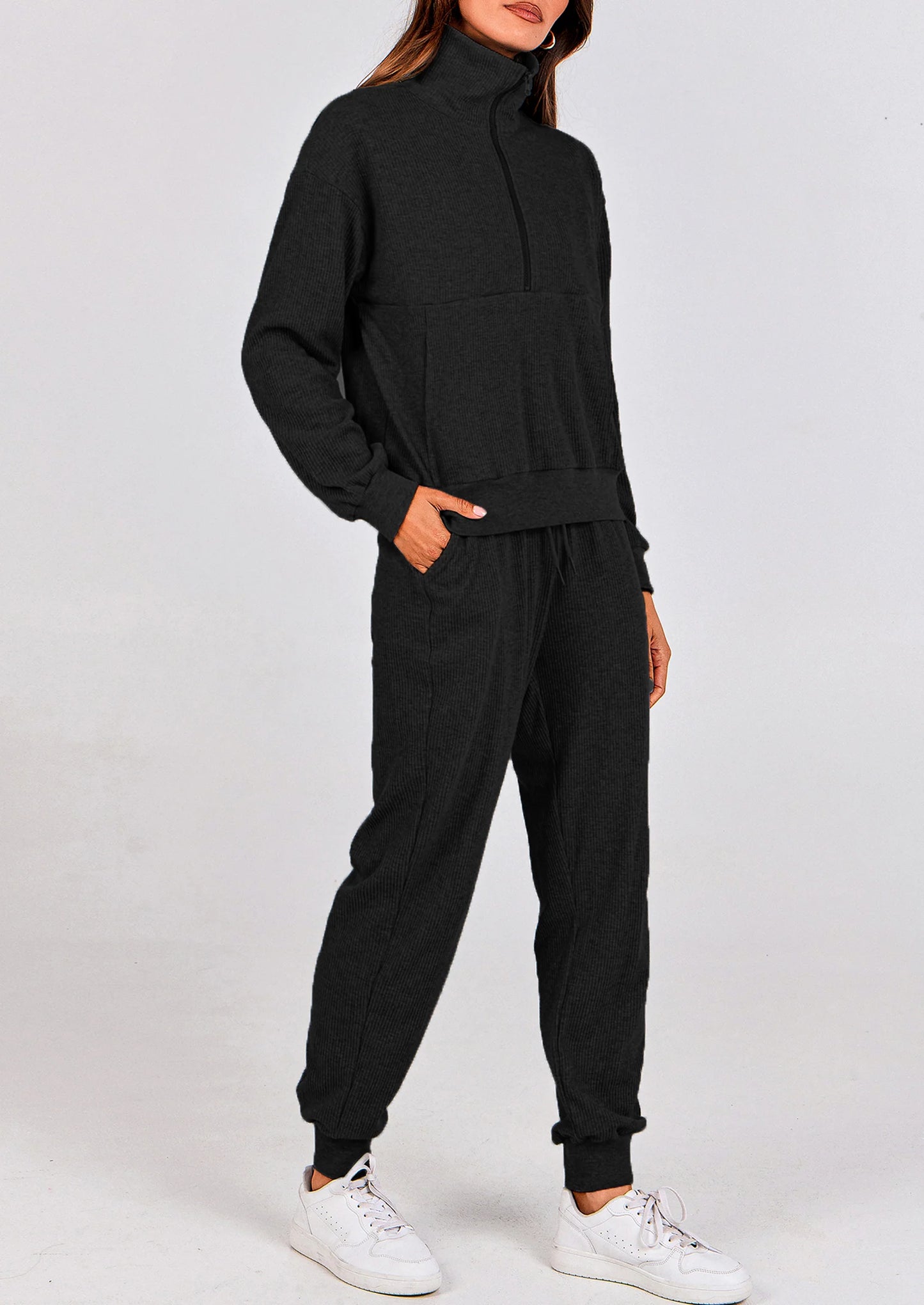 Women's Fall 2 Piece Lounge Sets Zip Up Sweatshirt Jogger Pants Sweat Track Suits Travel Outfit Winter Clothing