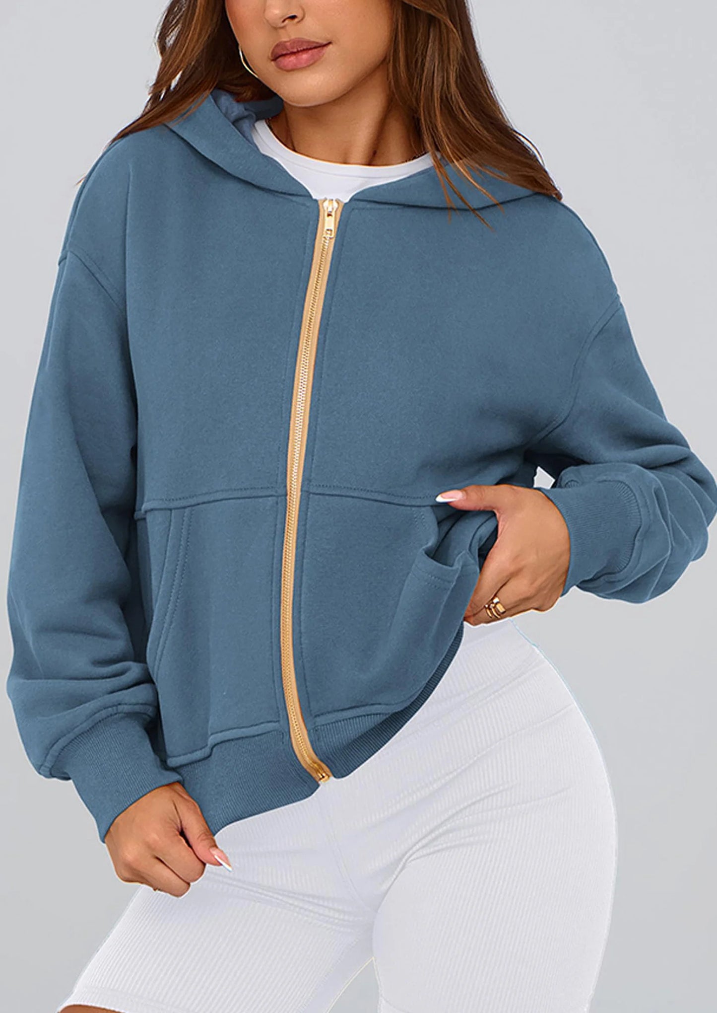 Hoodies For Women Sweatshirt Zip Up Hoodie Fall Fashion Trendy Long Sleeve Jackets Winter Clothing Outfits