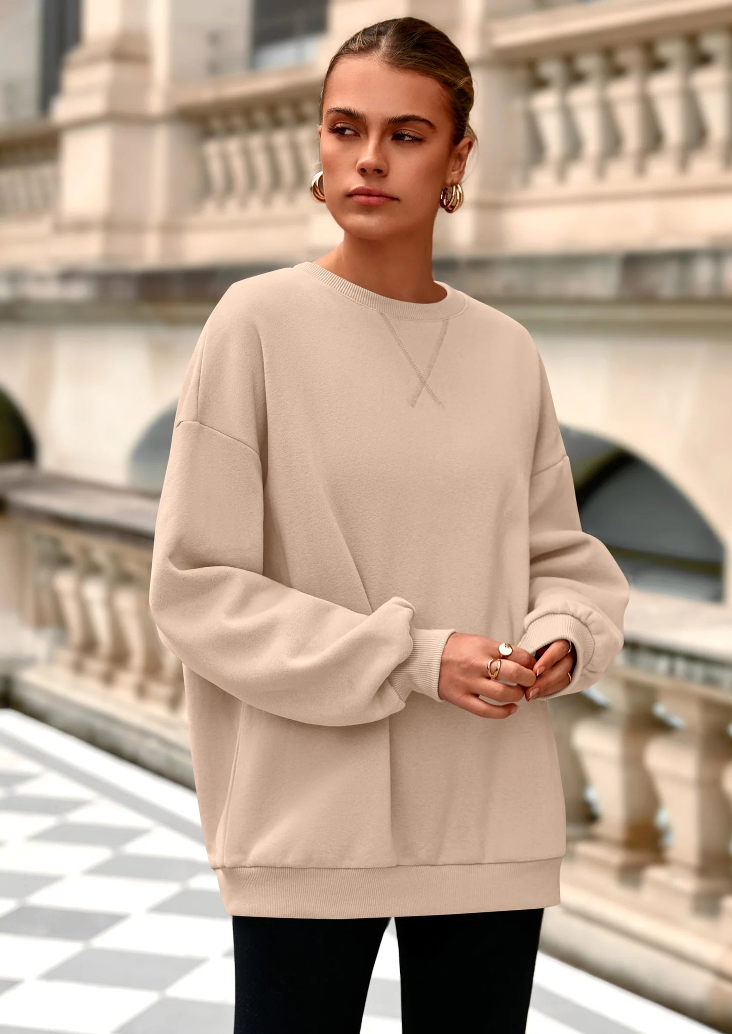 Oversized Sweatshirt for Women Fall Outfits Crewneck Long Sleeve Tops Fleece Pullover Winter Clothing