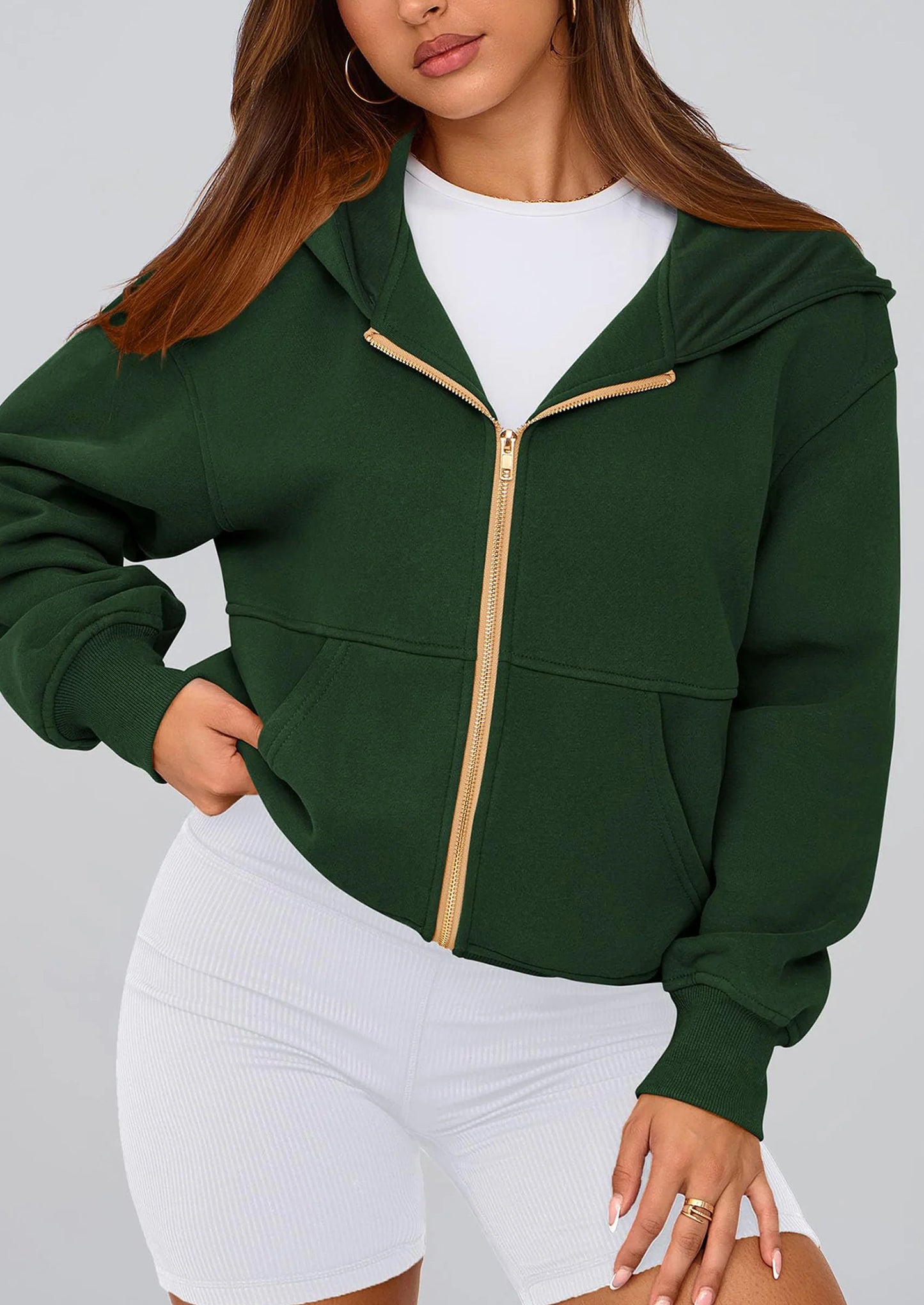Hoodies For Women Sweatshirt Zip Up Hoodie Fall Fashion Trendy Long Sleeve Jackets Winter Clothing Outfits