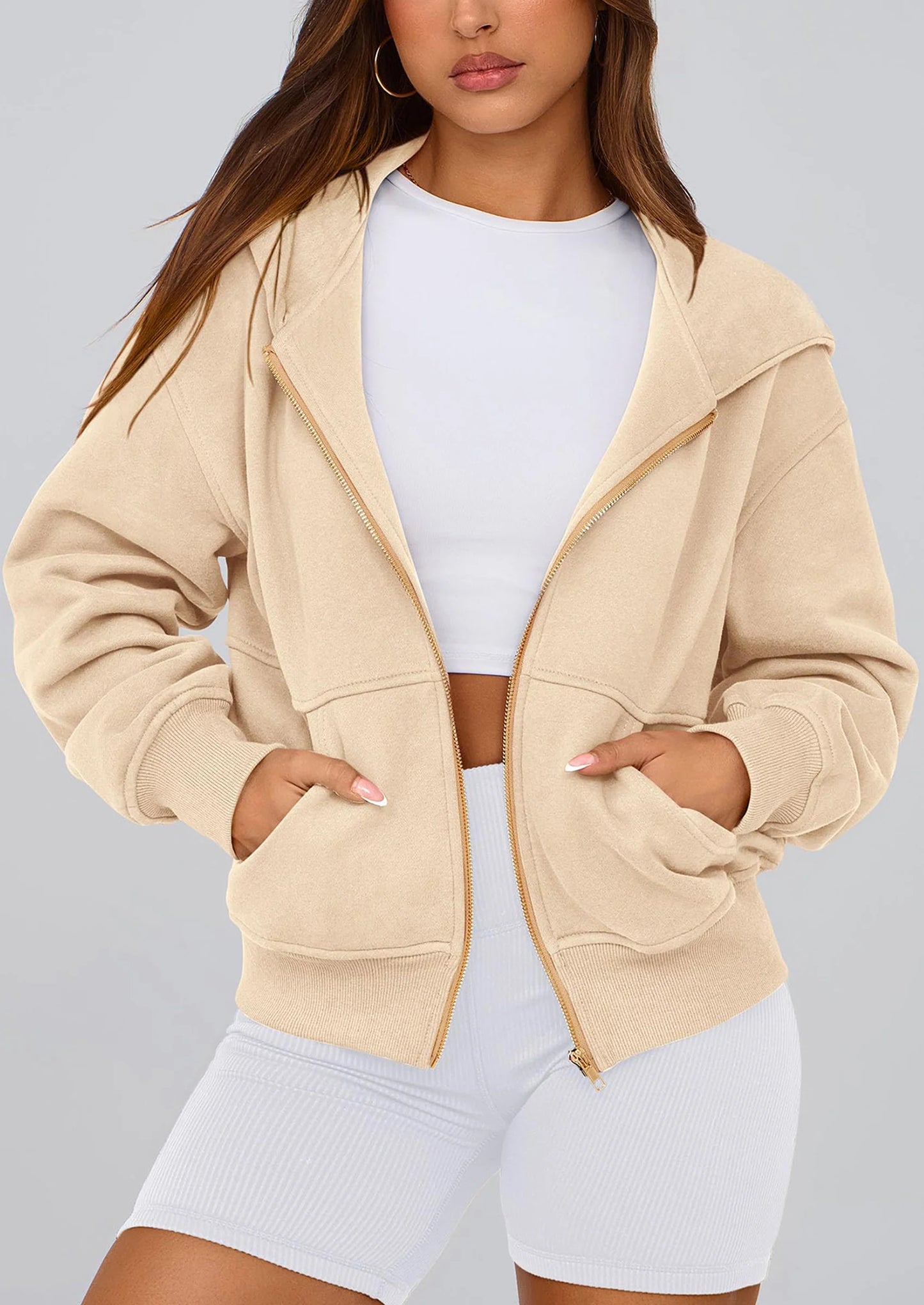 Hoodies For Women Sweatshirt Zip Up Hoodie Fall Fashion Trendy Long Sleeve Jackets Winter Clothing Outfits