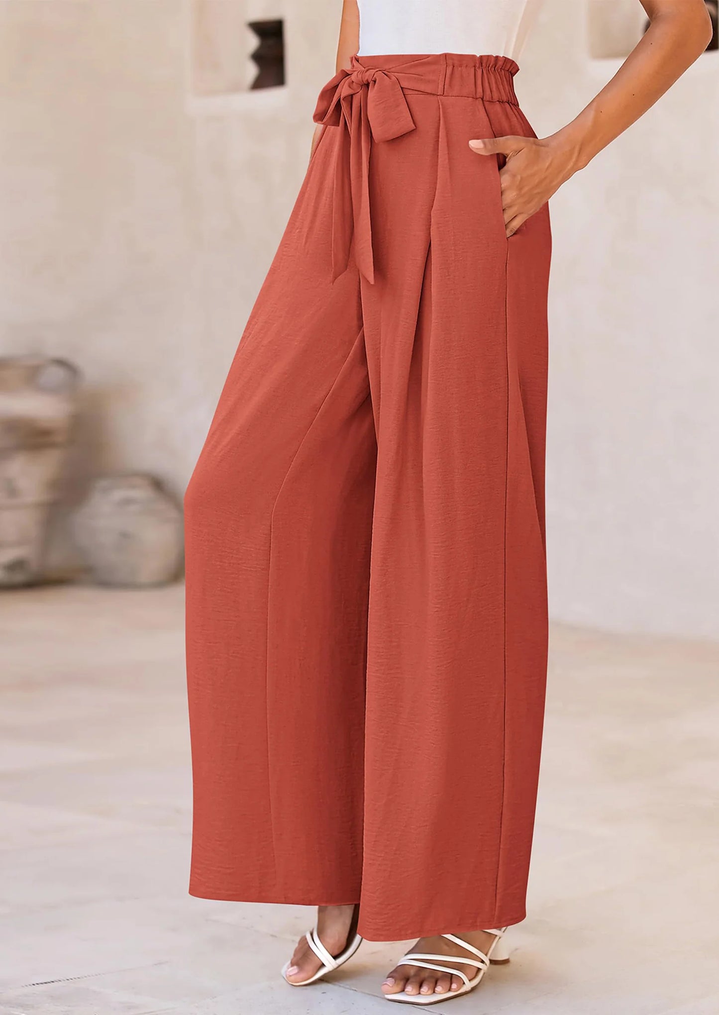 Women's Wide Leg Work Pants Business Casual High Waisted Loose Palazzo Trouser Summer Clothes