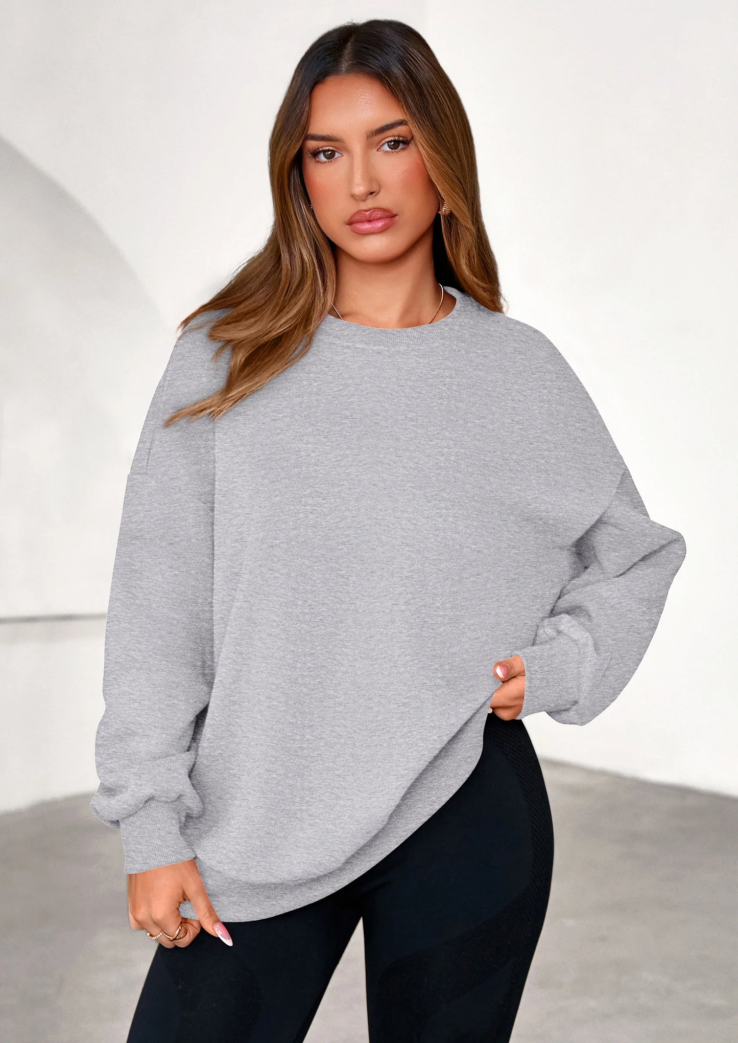 Sweatshirts for Women Oversized Crewneck Fleece Pullover Long Sleeve Tops Comfy Fall Winter Fashion Outfits
