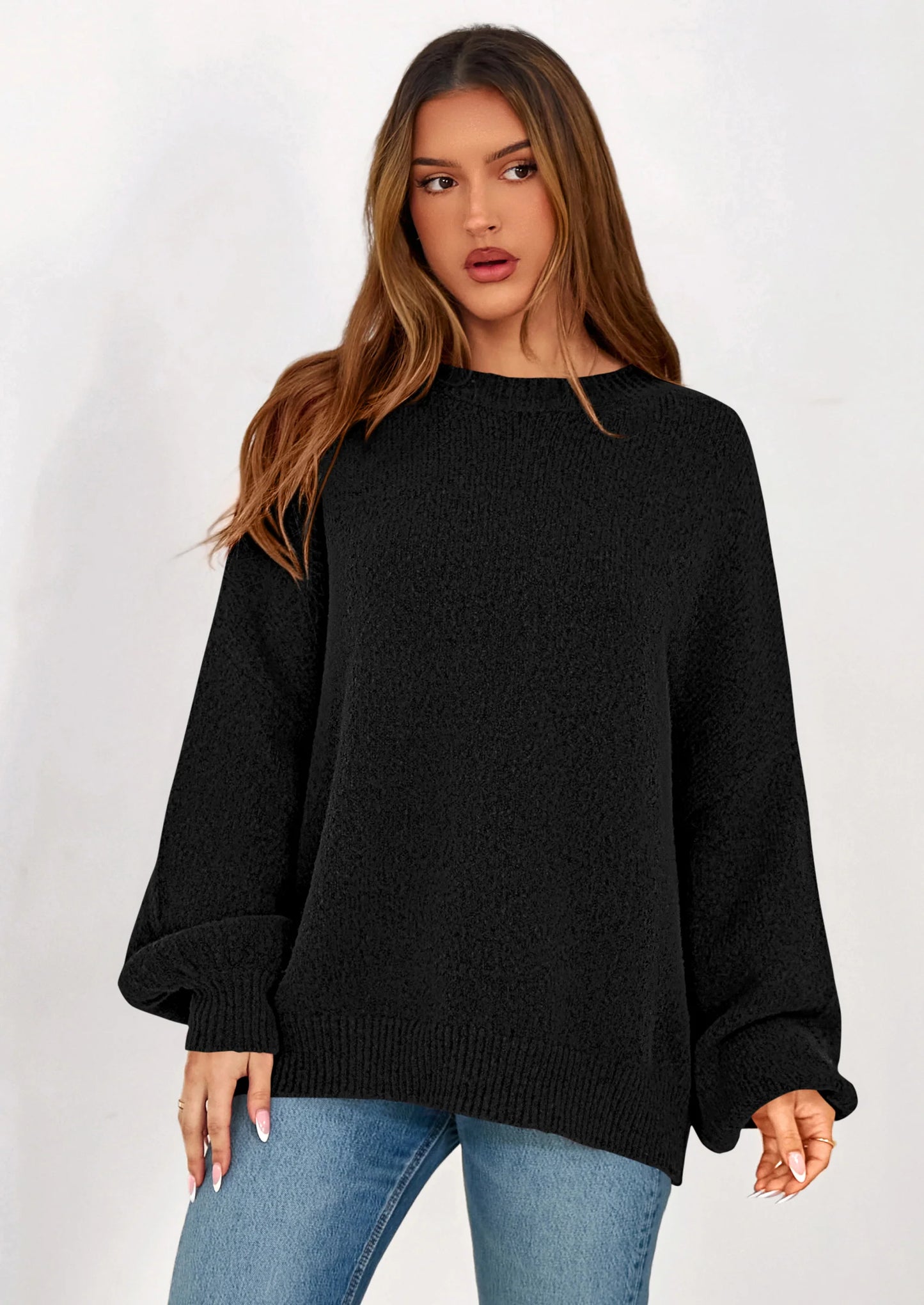 Sweaters for Women Fall Chunky Knit Long Sleeve Crew Neck Oversized Pullover Tops Winter Fashion Clothing