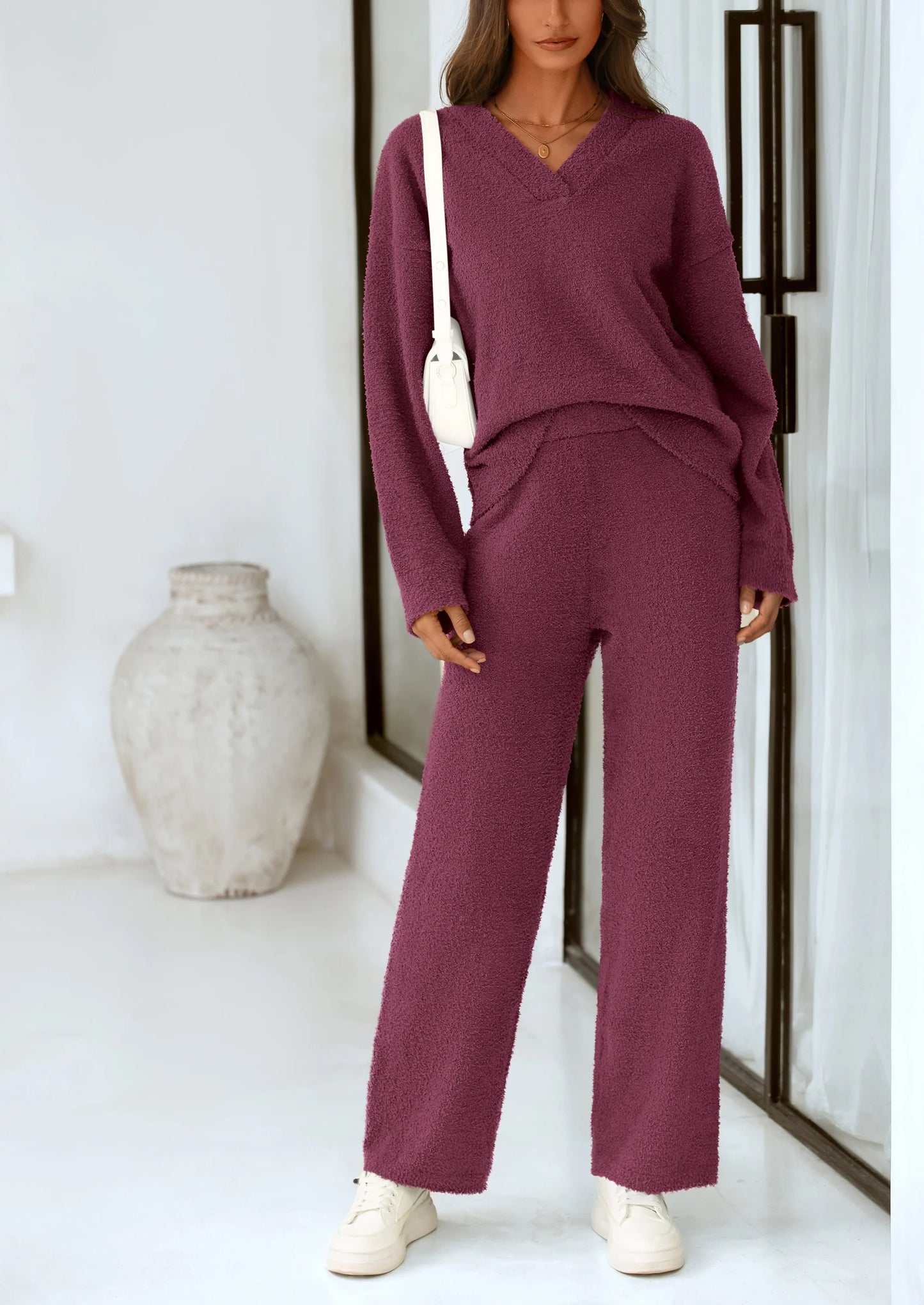 Lounge Sets for Women Two Piece Sweaters Pajama Set Fall Fashion Loungewear Outfits Matching Winter Clothes