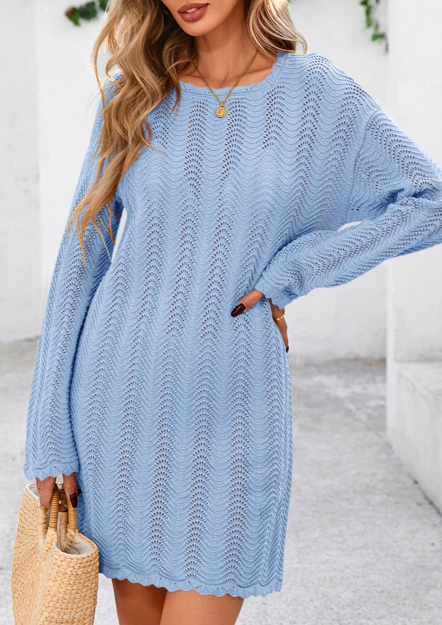 Women's Swimsuit Cover Up Summer Bathing Suit Swimwear Crochet Knit Dress Fashion Beach Vacation Clothes