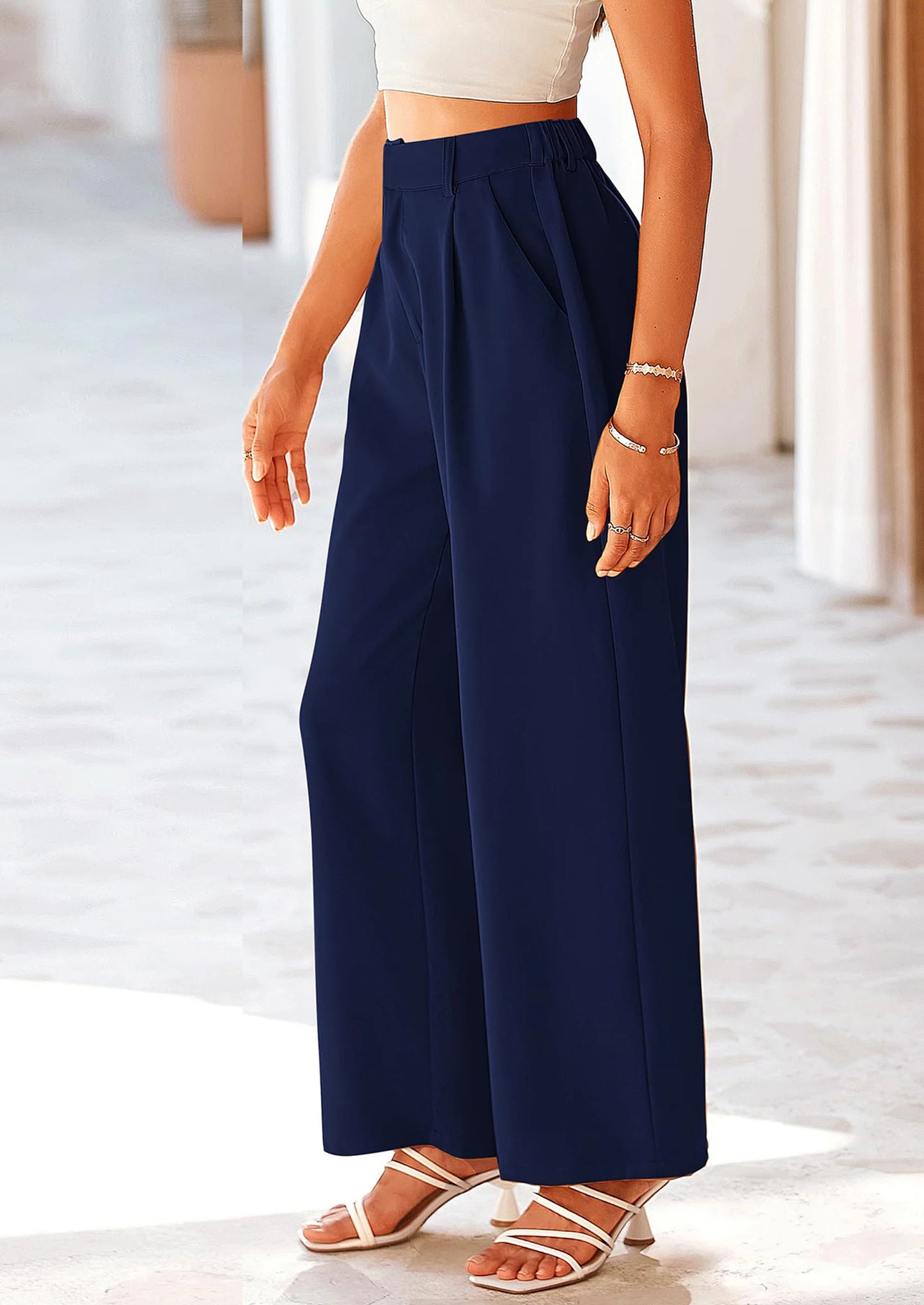 Wide Leg Pants for Women Trendy Fall High Waisted Business Casual Outfits Work Pant Trousers