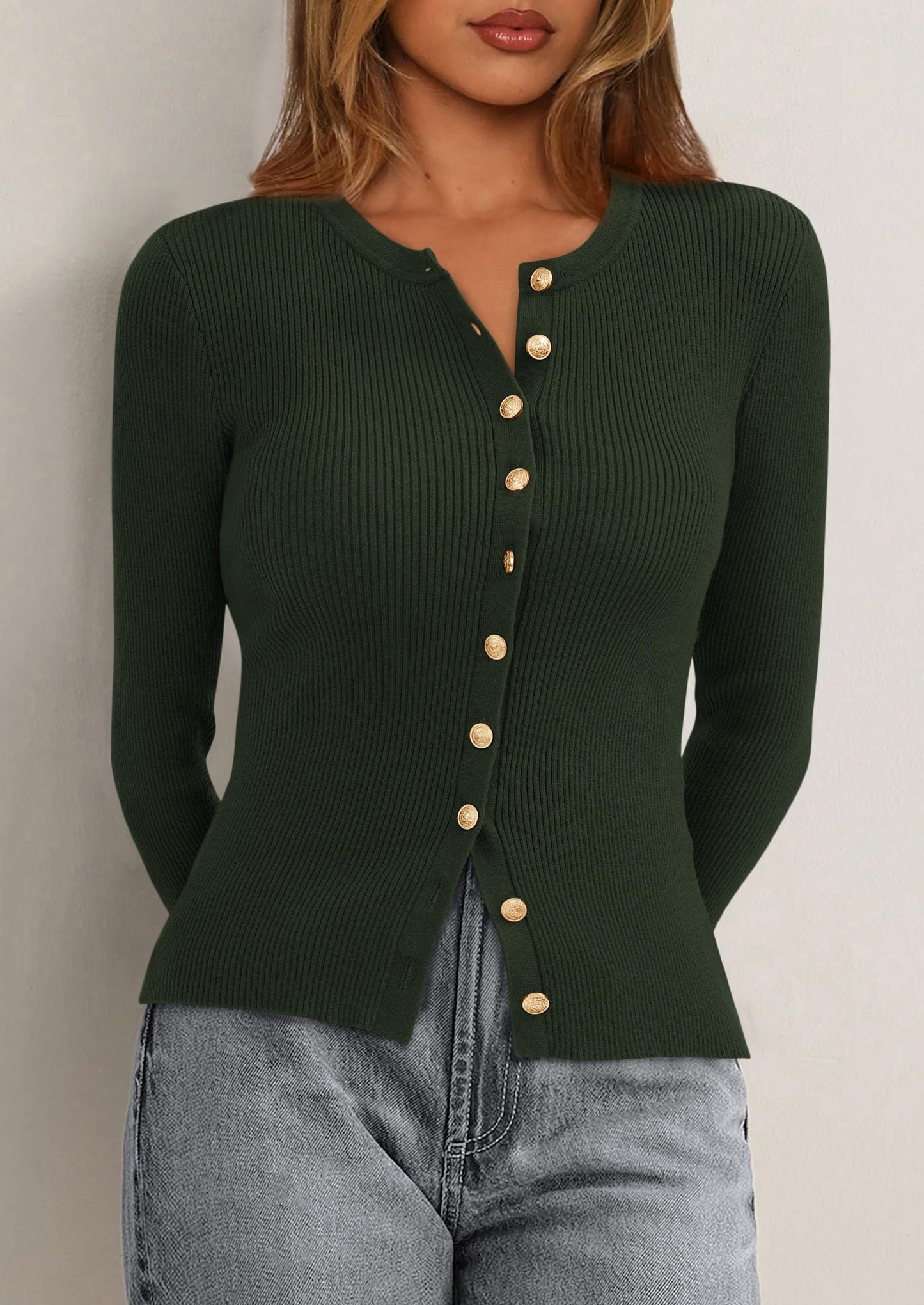 Womens Fall Cardigan Sweaters Lightweight Long Sleeve Button up Ribbed Knit Tops Winter Fashion Clothes