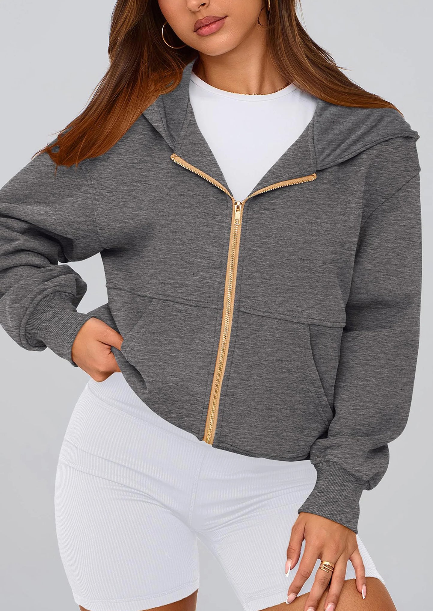 Hoodies For Women Sweatshirt Zip Up Hoodie Fall Fashion Trendy Long Sleeve Jackets Winter Clothing Outfits
