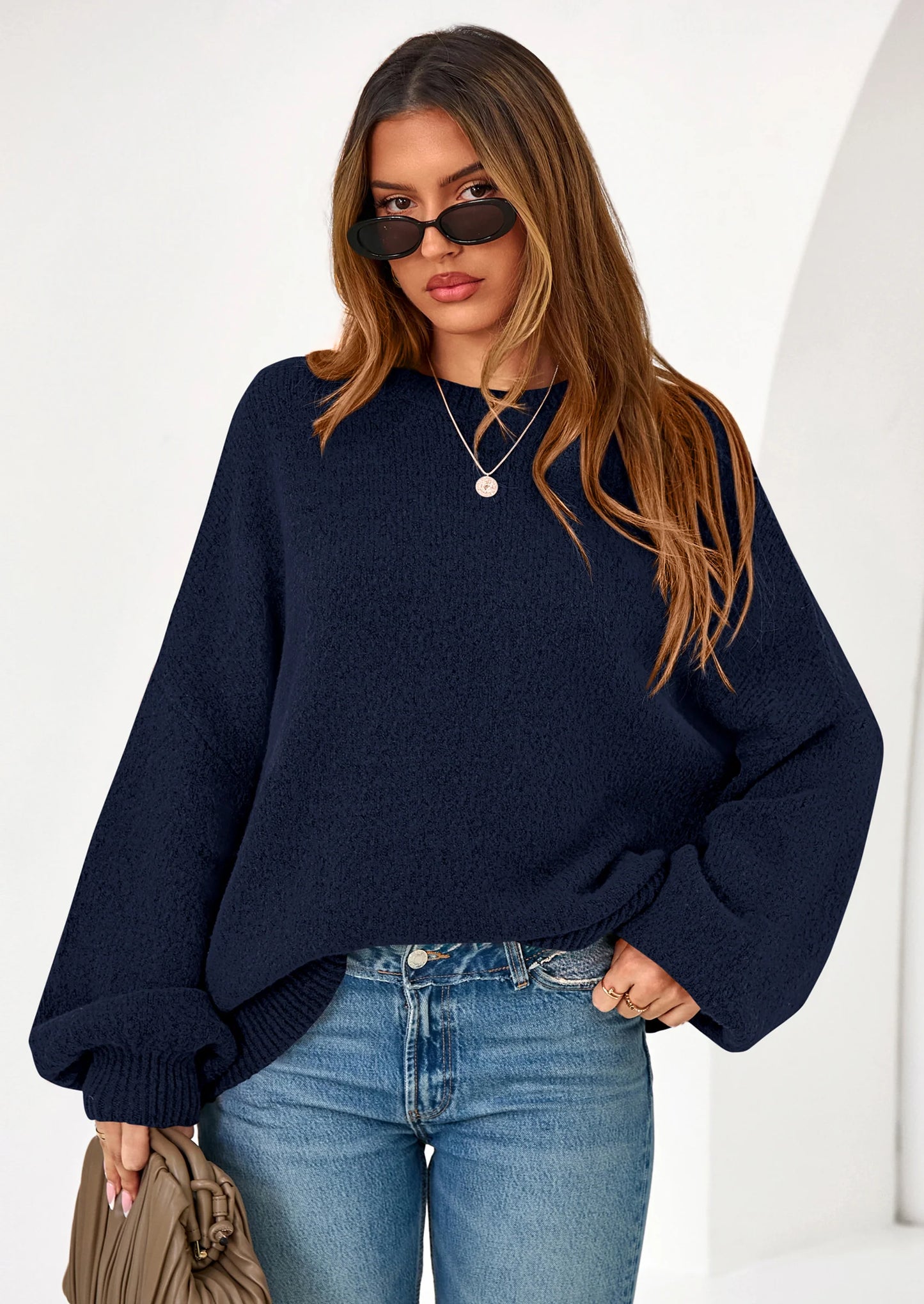 Sweaters for Women Fall Chunky Knit Long Sleeve Crew Neck Oversized Pullover Tops Winter Fashion Clothing