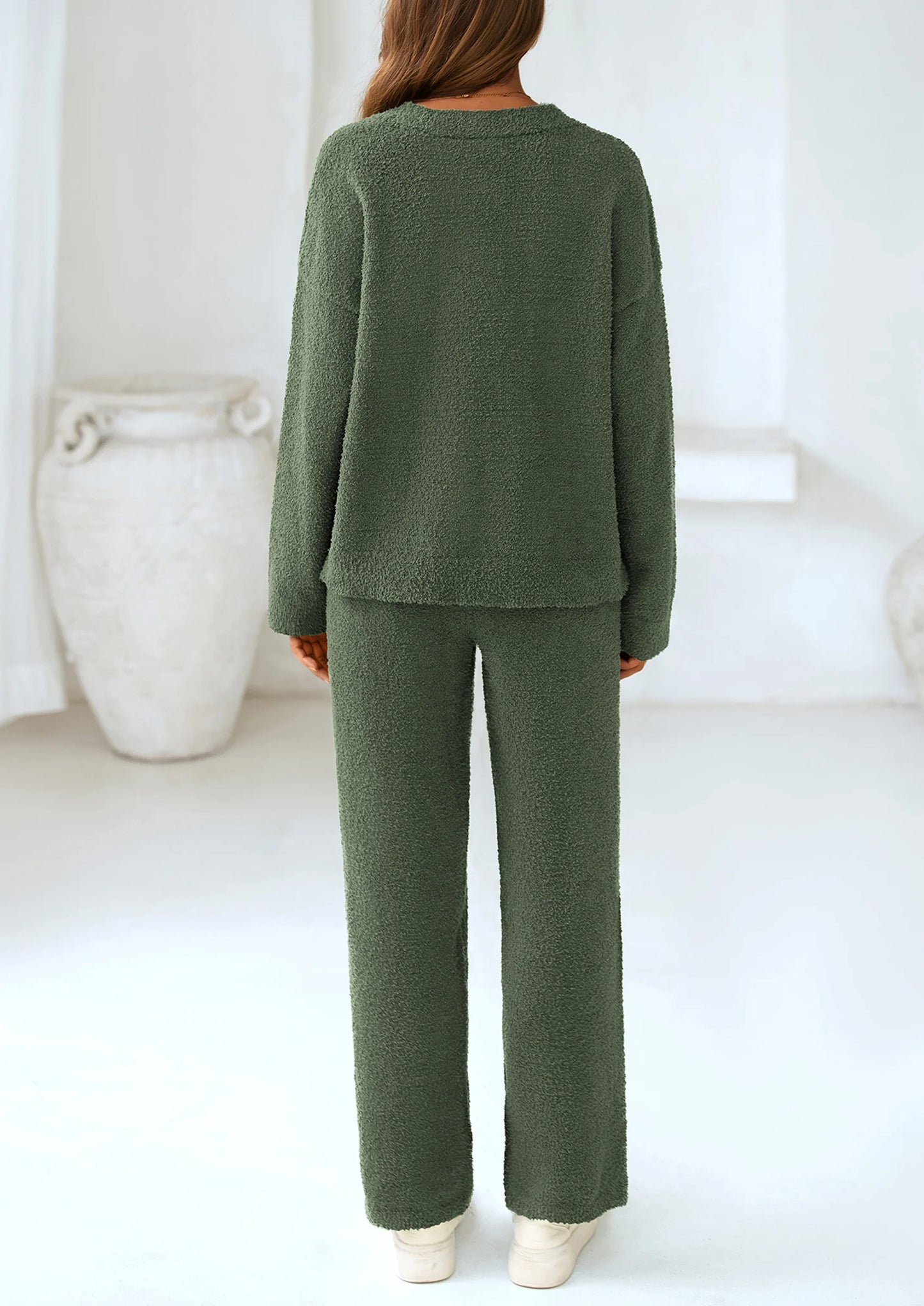 Lounge Sets for Women Two Piece Sweaters Pajama Set Fall Fashion Loungewear Outfits Matching Winter Clothes