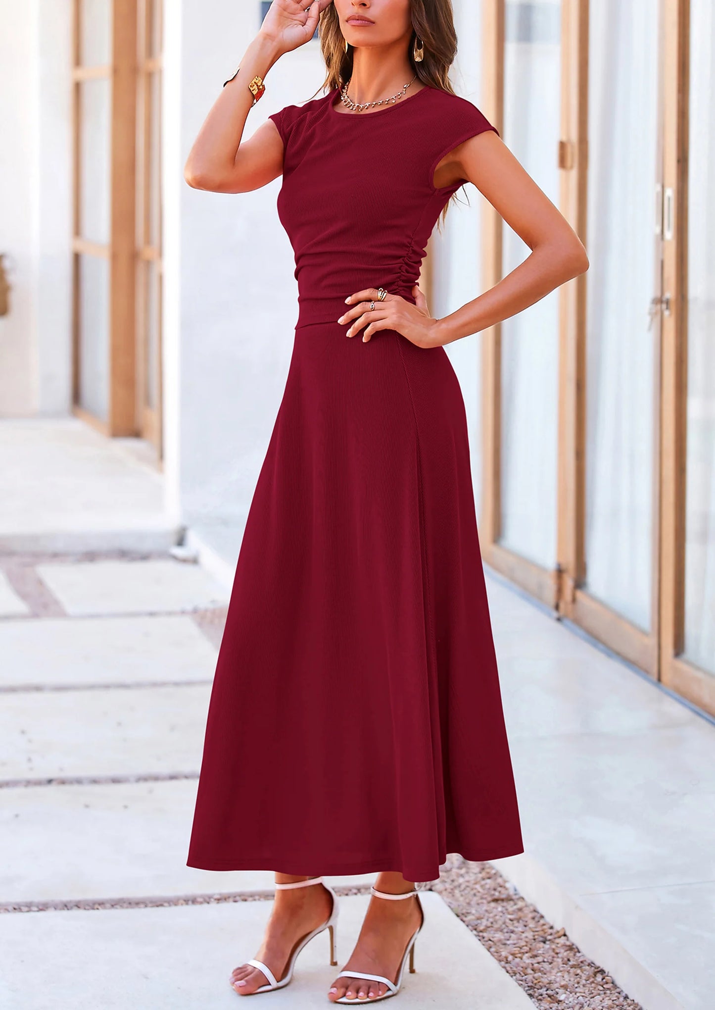 Summer Two Piece Skirt Set for Women Dressy Casual Knit Matching Travel Spring Vacation Lounge Outfits
