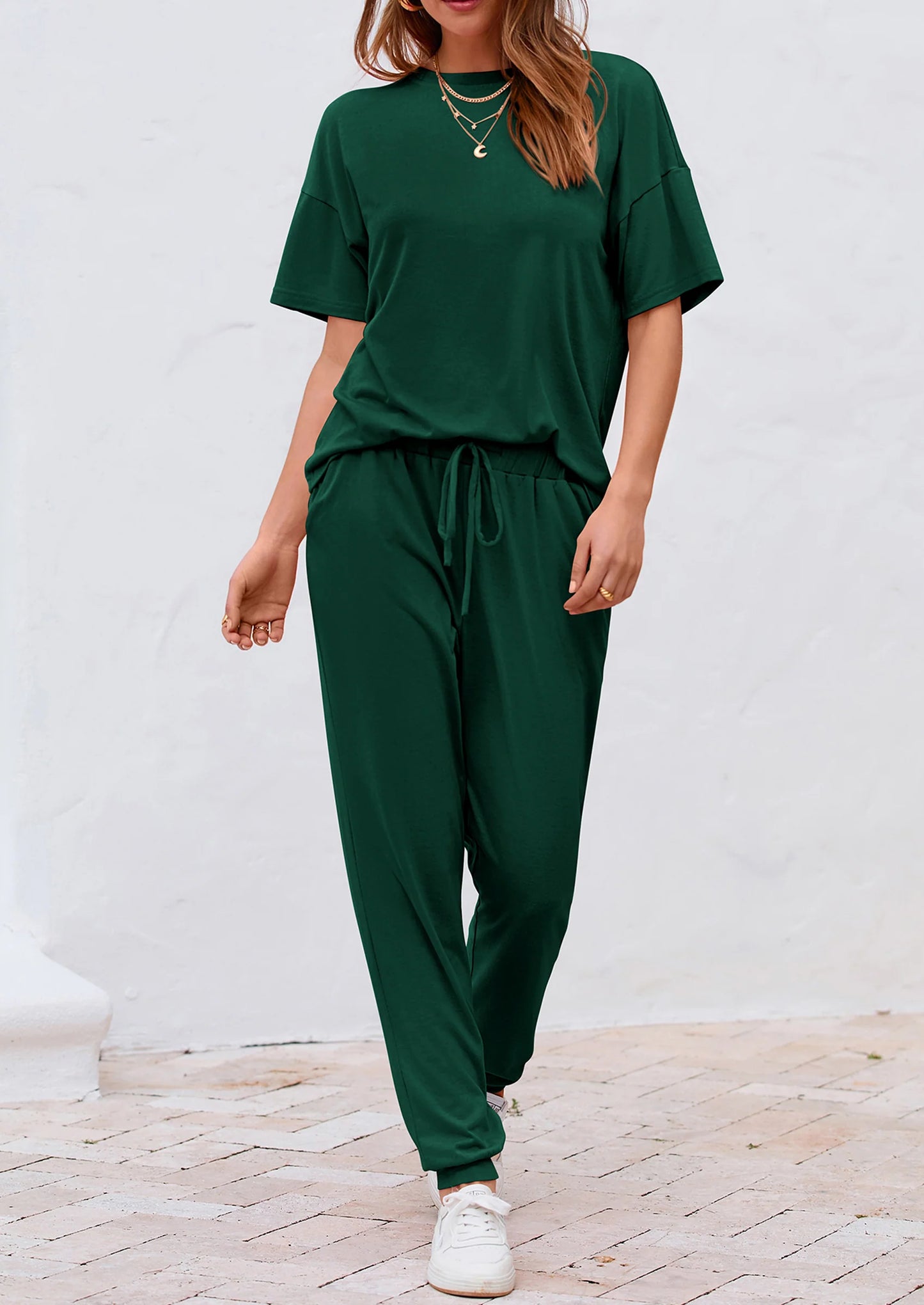 Women's Two Piece Lounge Sets Spring Summer Jogger Pants Vacation Outfits Travel Airplane Matching Clothes