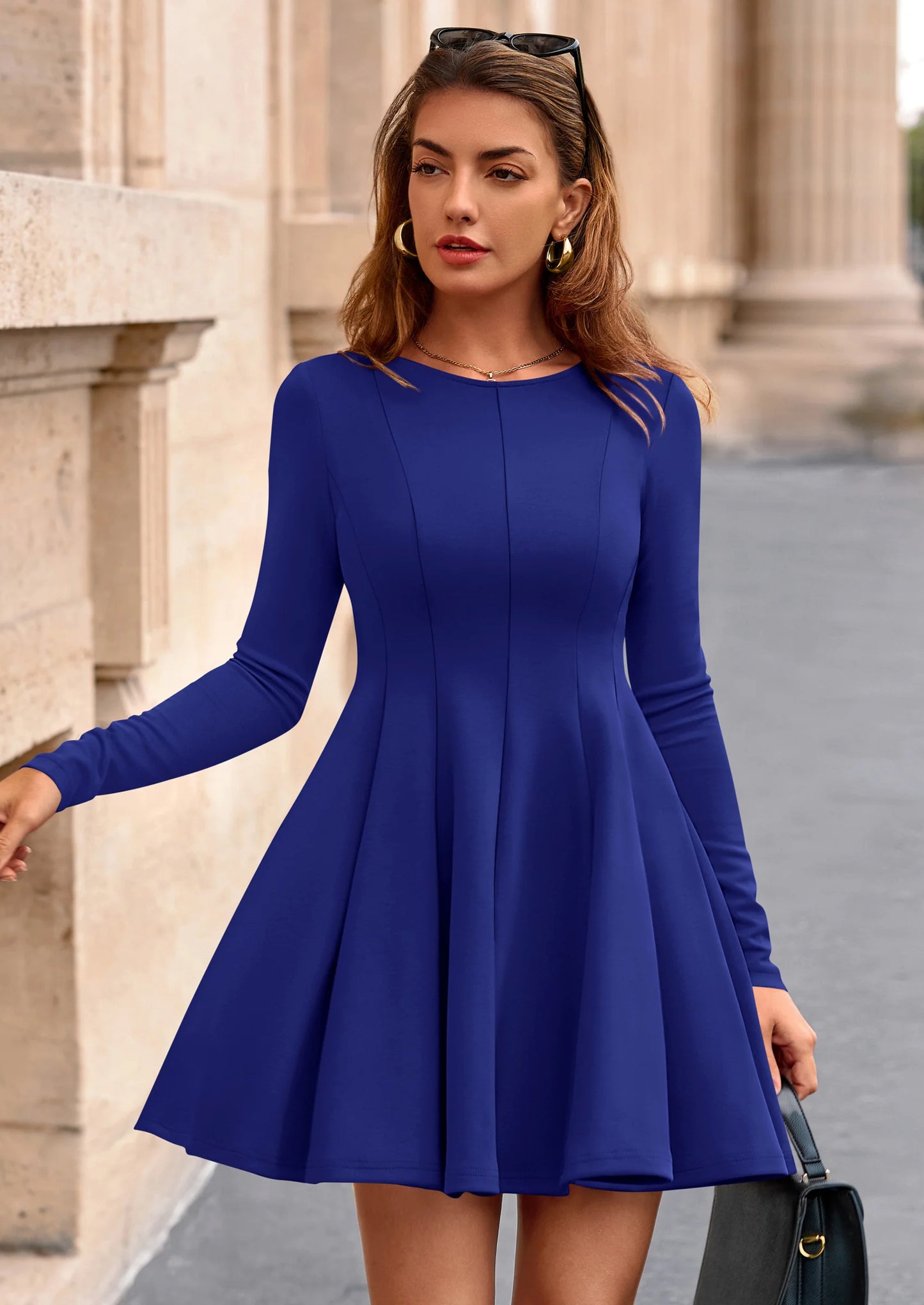 Fall Cocktail Dresses for Women Elegant Classy Wedding Guest Long Sleeve Homecoming Party A Line Mini Dress