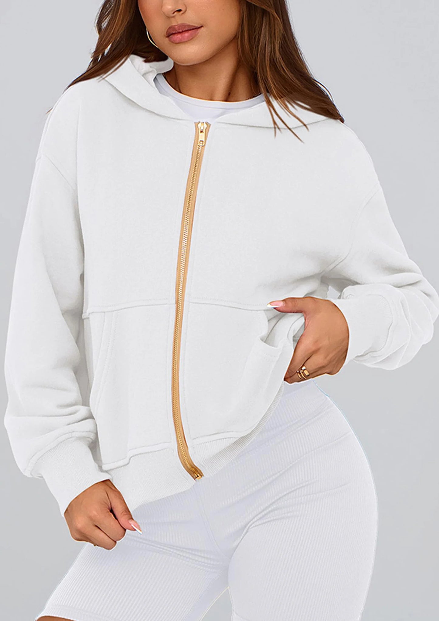 Hoodies For Women Sweatshirt Zip Up Hoodie Fall Fashion Trendy Long Sleeve Jackets Winter Clothing Outfits