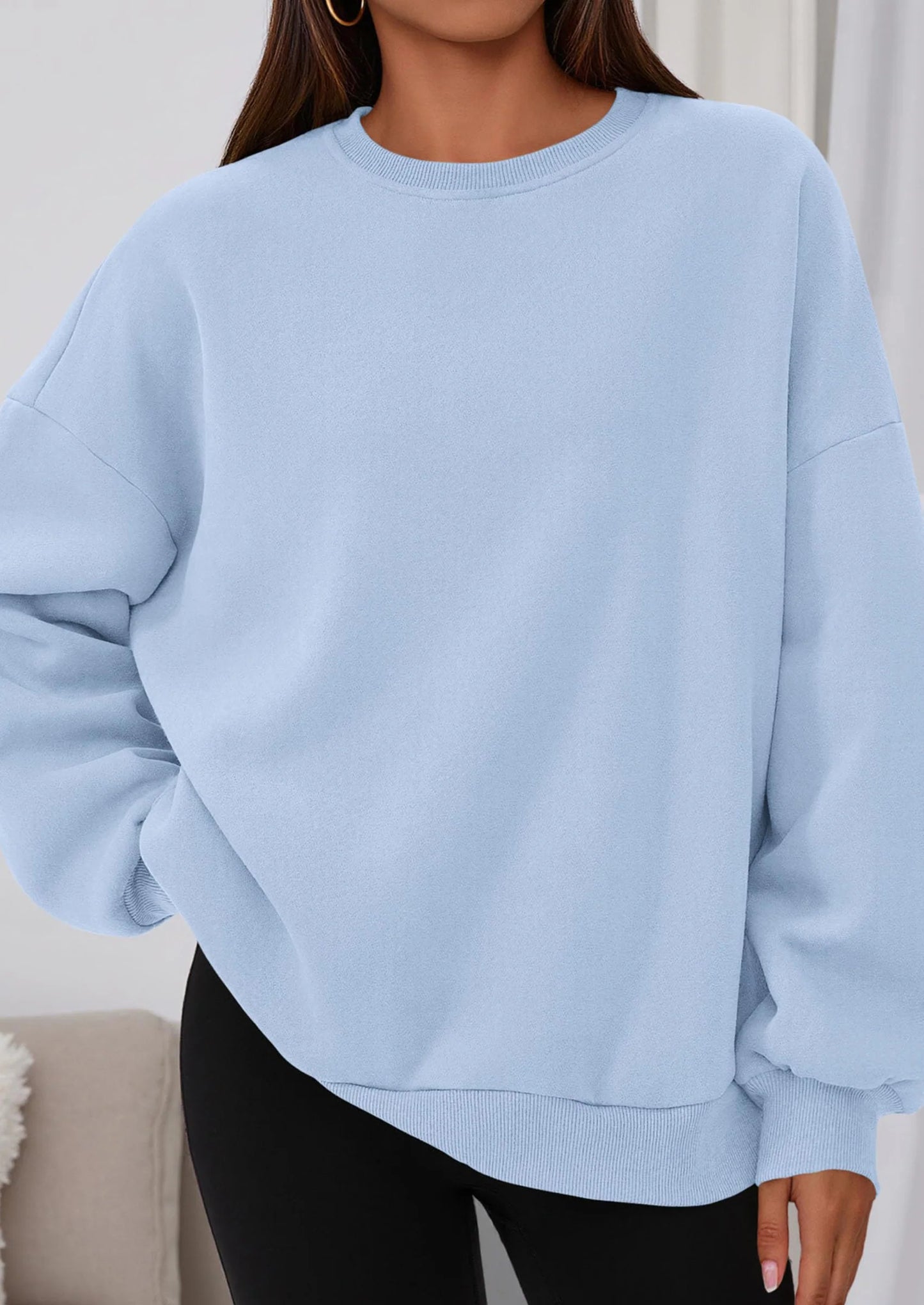 Sweatshirts for Women Oversized Crewneck Fleece Pullover Long Sleeve Tops Comfy Fall Winter Fashion Outfits