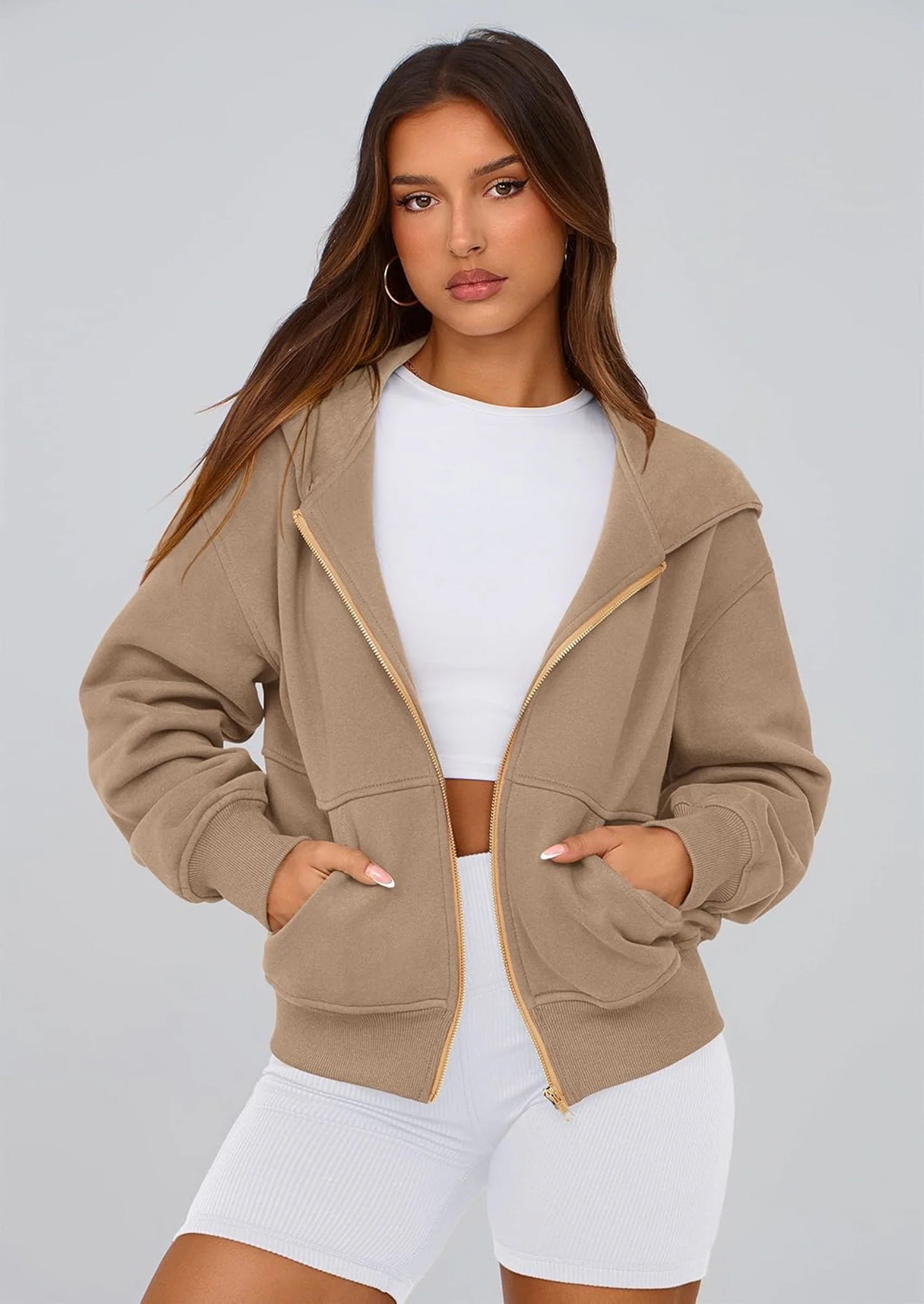 Hoodies For Women Sweatshirt Zip Up Hoodie Fall Fashion Trendy Long Sleeve Jackets Winter Clothing Outfits