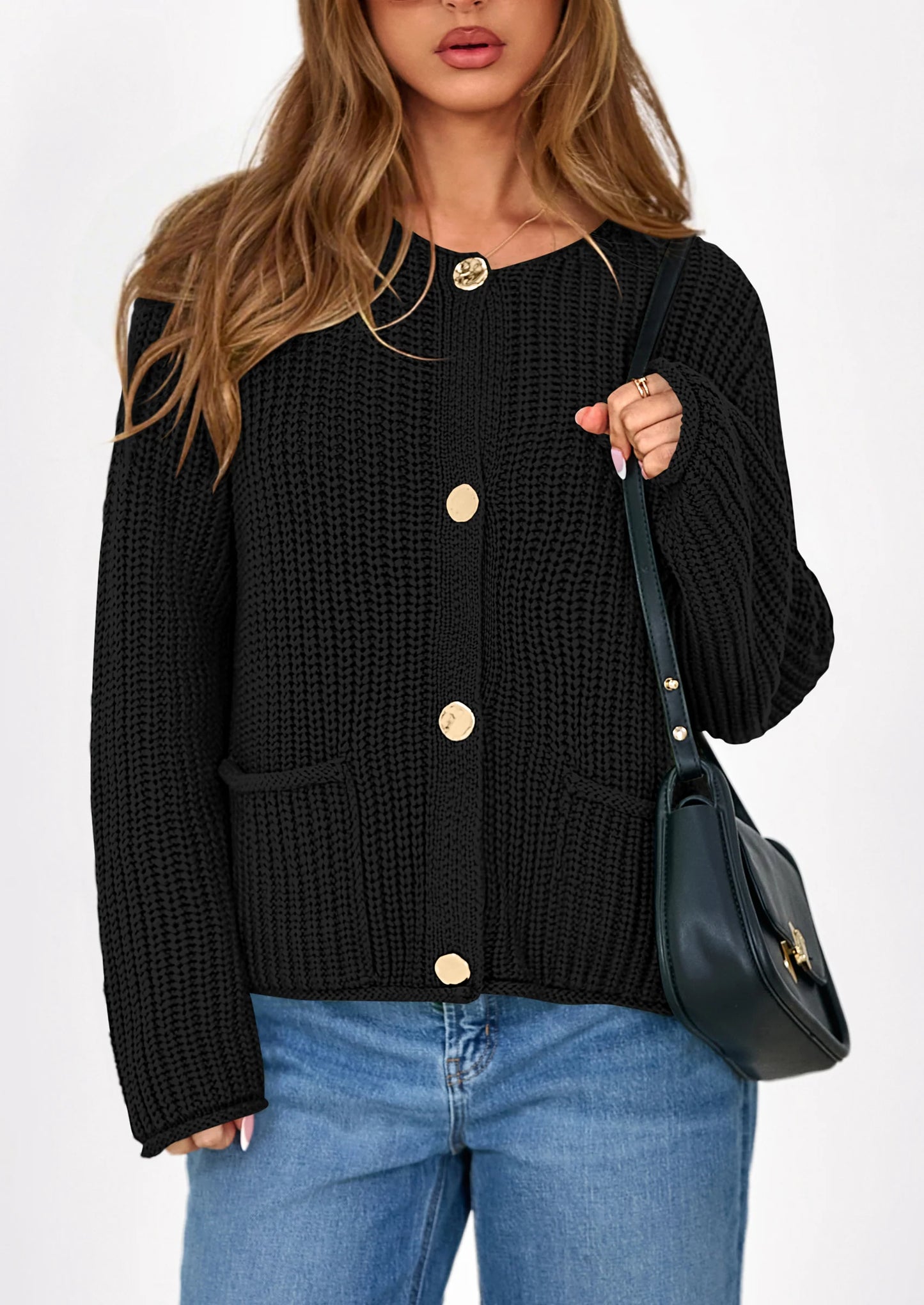 Cardigan Sweaters for Women Trendy Oversized Knit Chunky Button Cardigans Fall Winter Outfits with Pockets