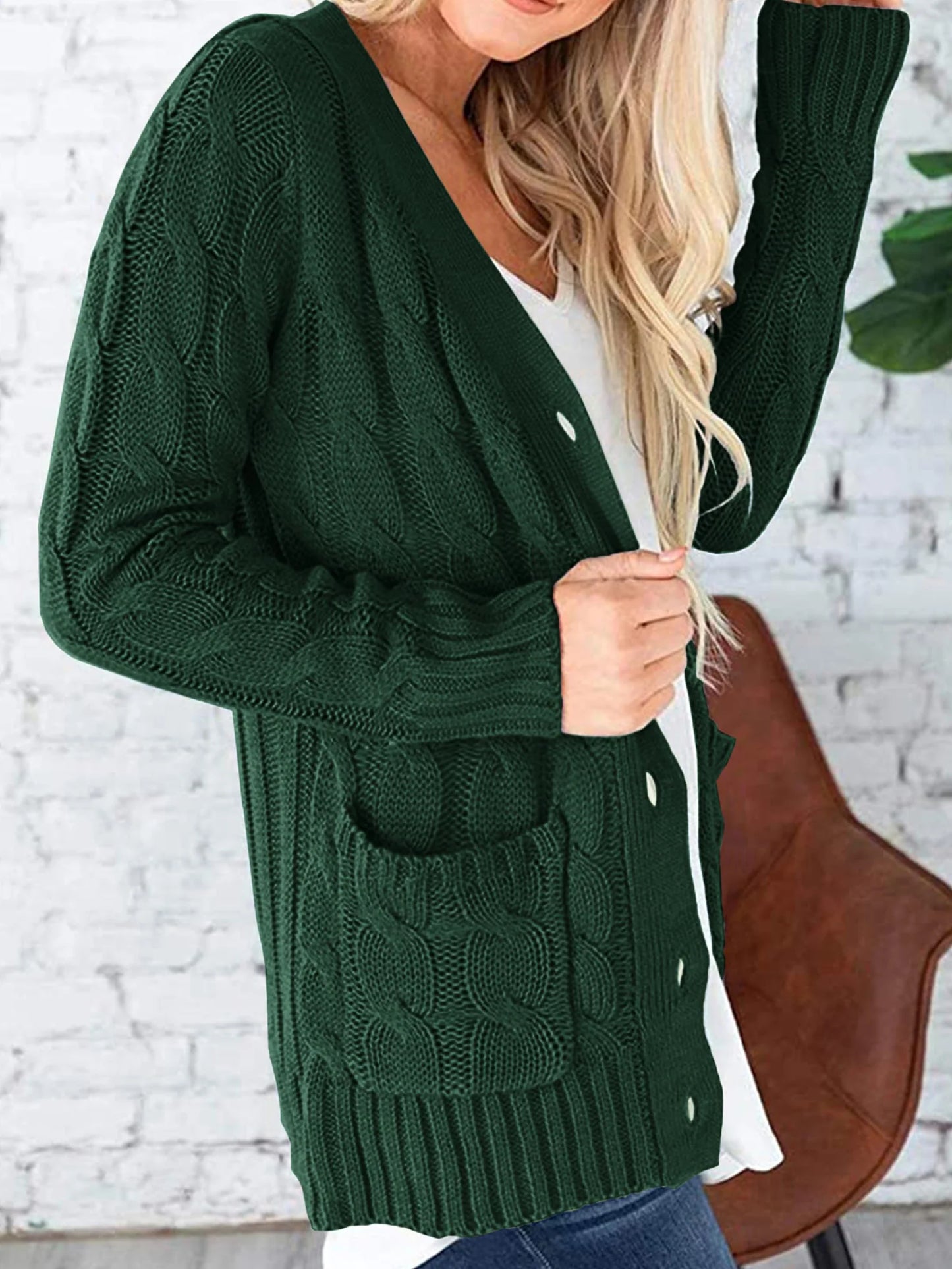 Women's Open Front Cardigan Sweaters Fall Fashion Button Down Cable Knit Chunky Winter Outerwear Coats