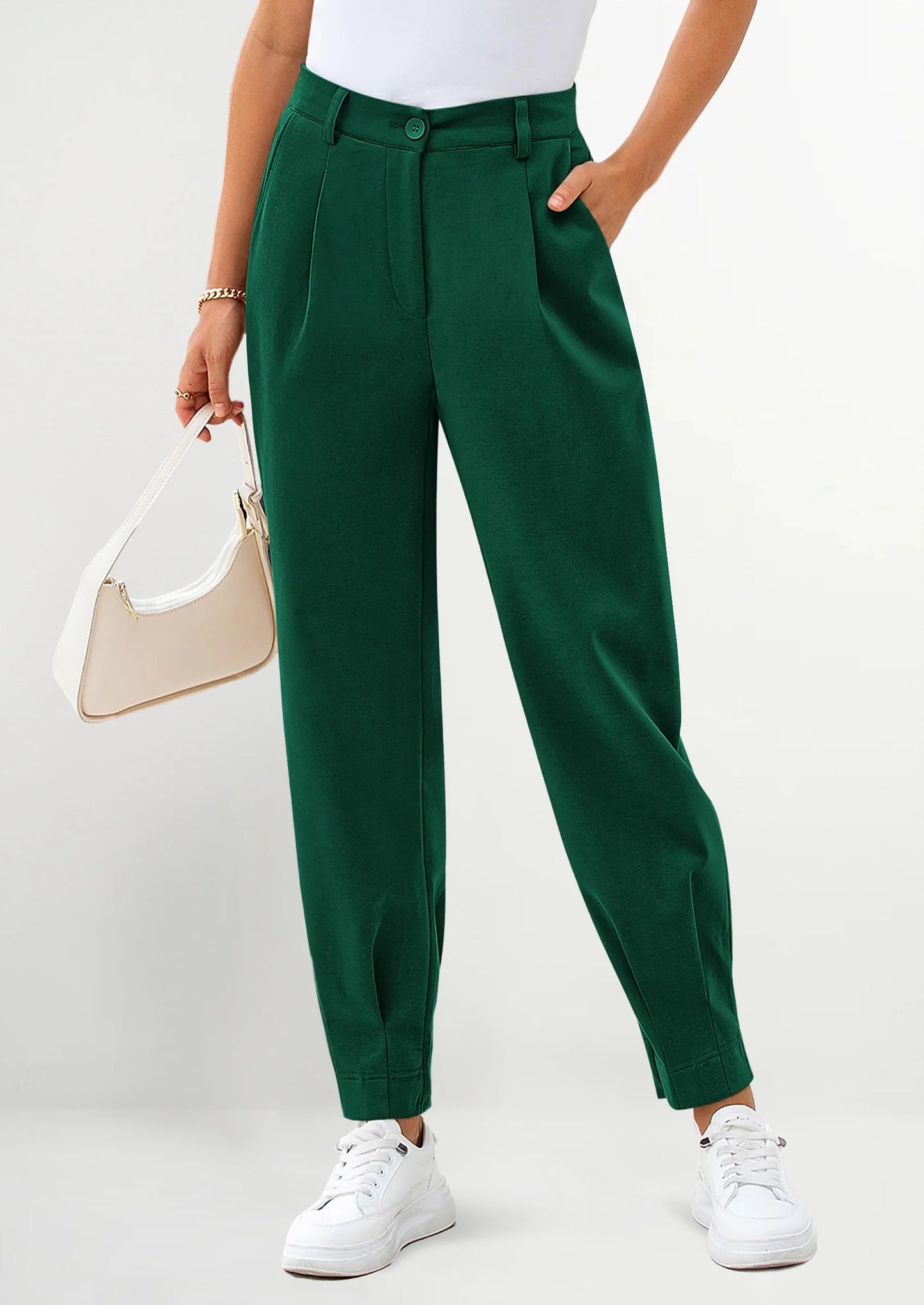 Womens Dress Pants Business Casual Trendy High Waisted Ankle Length Dressy Trousers Slacks Work Clothes