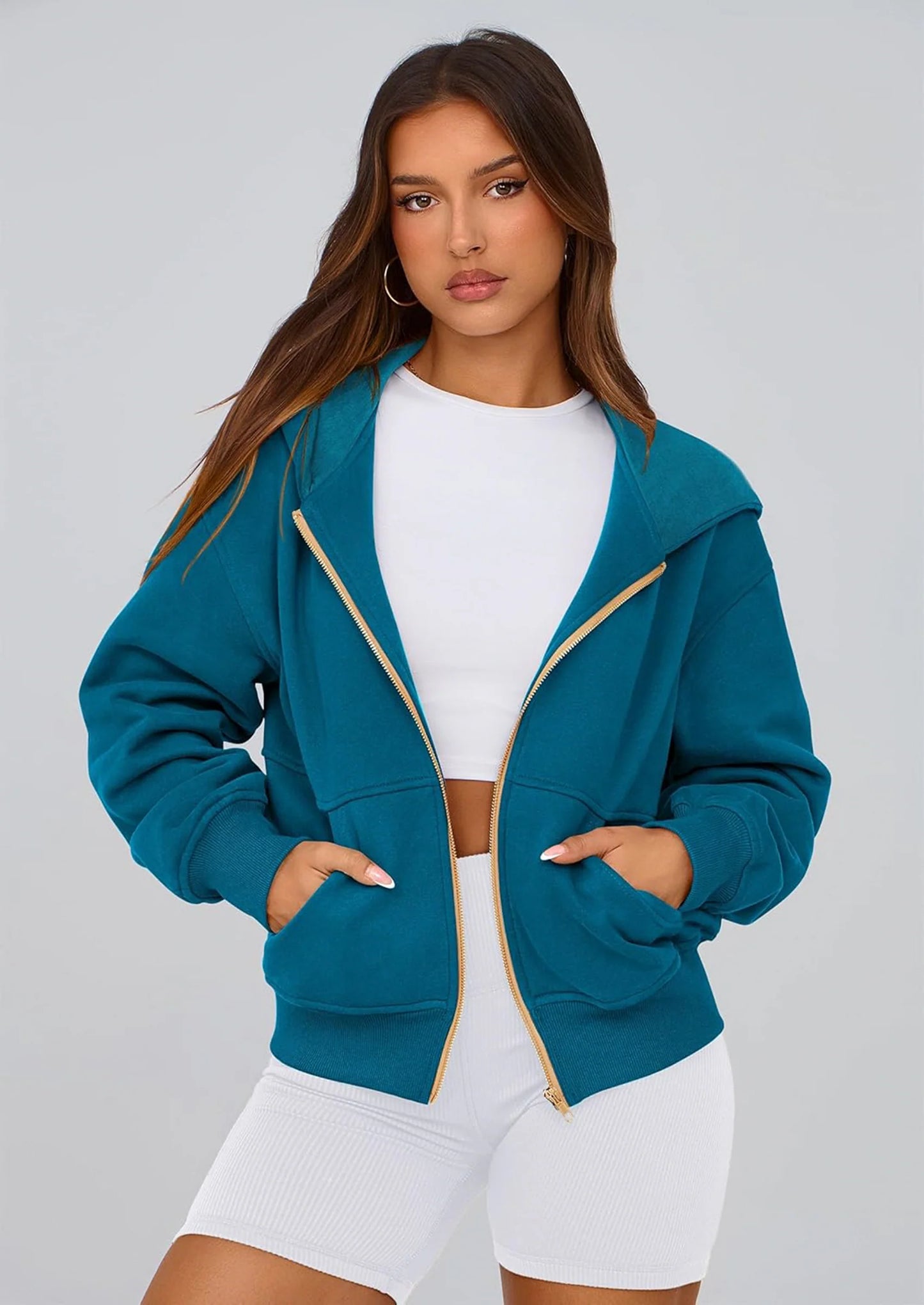 Hoodies For Women Sweatshirt Zip Up Hoodie Fall Fashion Trendy Long Sleeve Jackets Winter Clothing Outfits