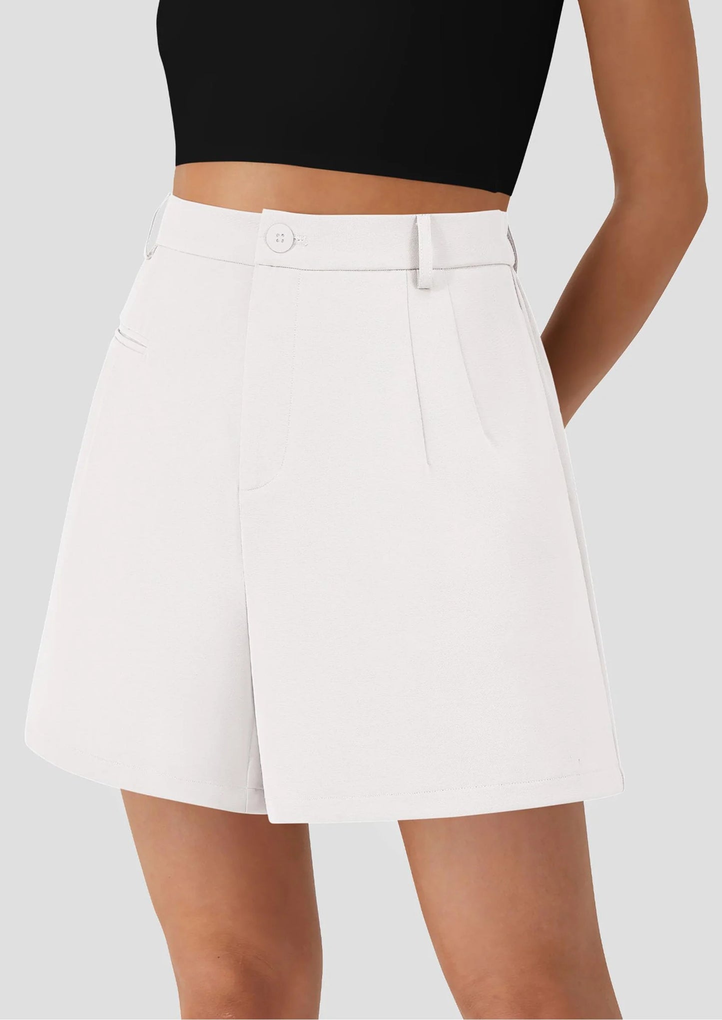 Shorts for Women Dressy Summer Elastic High Waisted Wide Leg Business Casual Work Shorts with Pockets