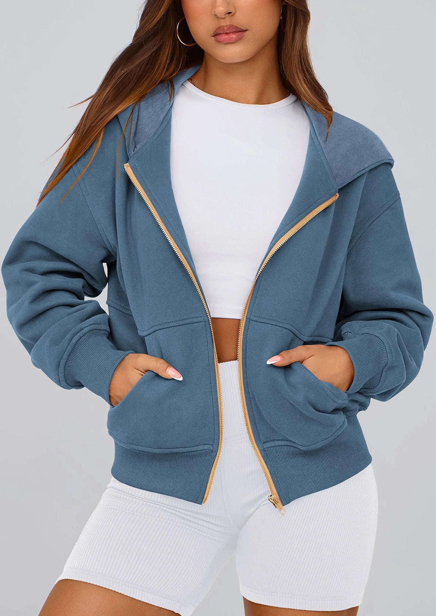 Hoodies For Women Sweatshirt Zip Up Hoodie Fall Fashion Trendy Long Sleeve Jackets Winter Clothing Outfits