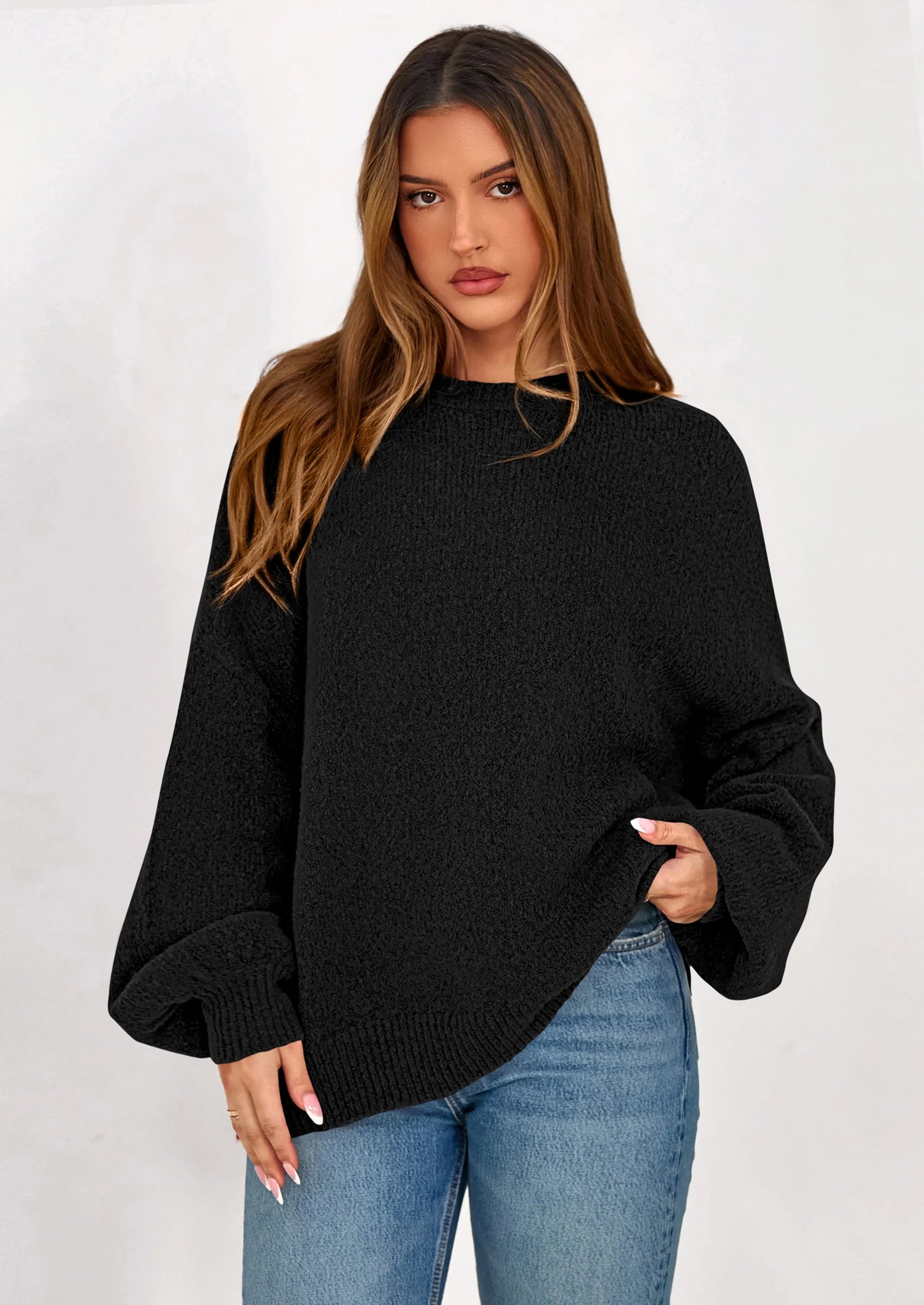 Sweaters for Women Fall Chunky Knit Long Sleeve Crew Neck Oversized Pullover Tops Winter Fashion Clothing