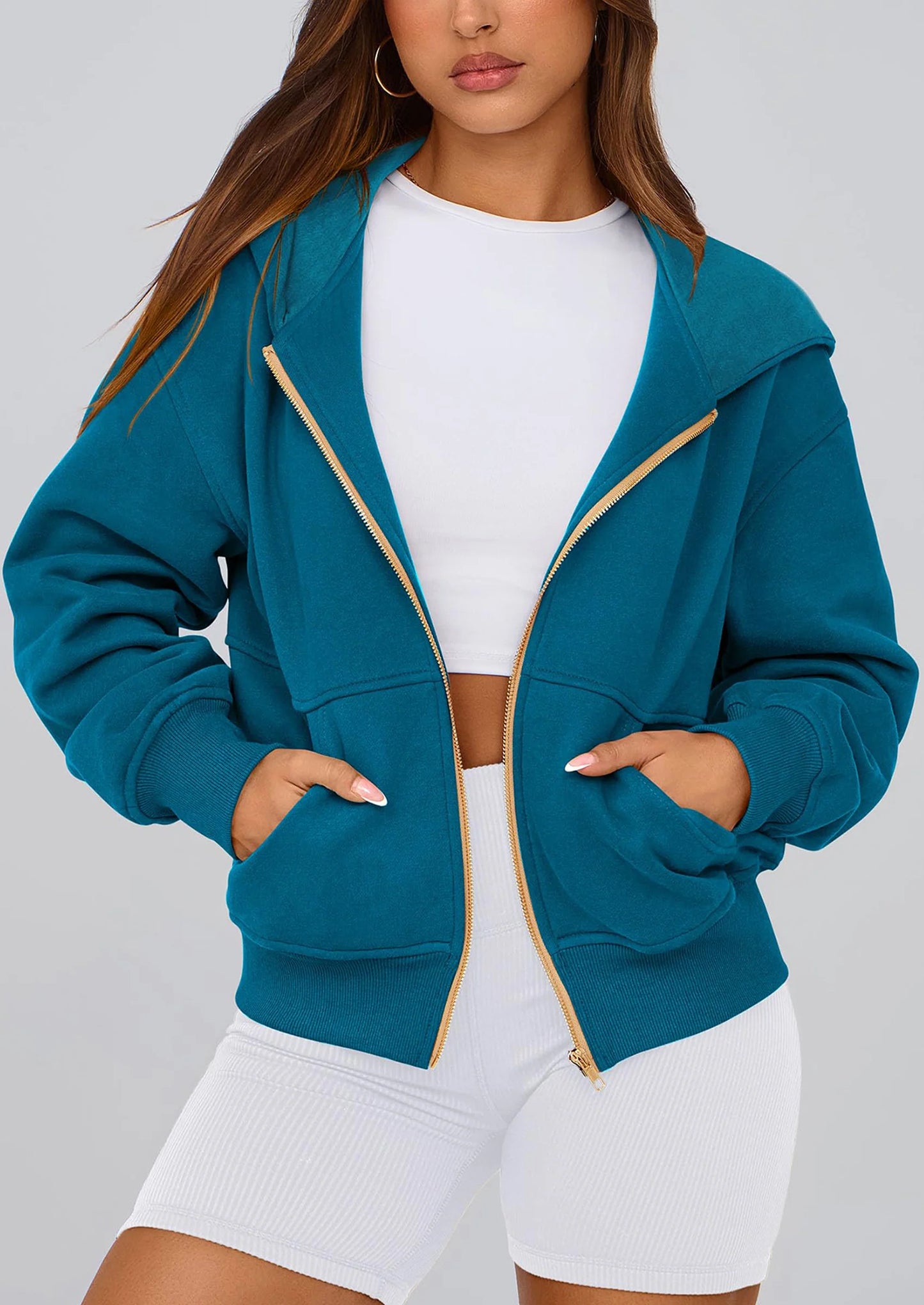 Hoodies For Women Sweatshirt Zip Up Hoodie Fall Fashion Trendy Long Sleeve Jackets Winter Clothing Outfits