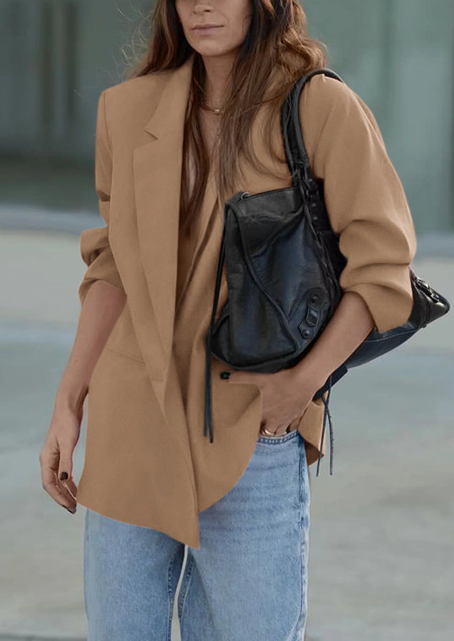 Fall Blazers for Women Business Casual Long Sleeve Lapel Pockets Dressy Suit Jackets Work Office Clothes