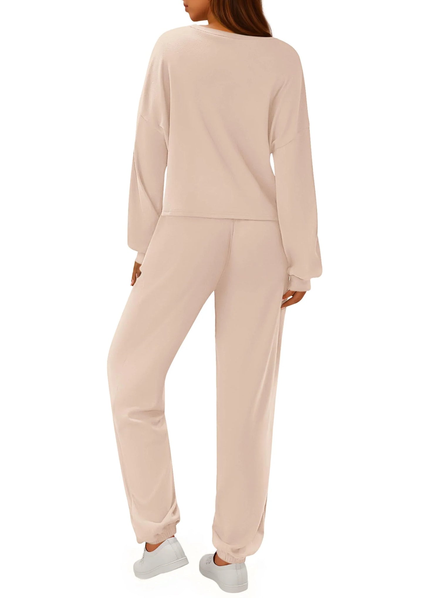 Women's Two Piece Outfits Lounge Sets Long Sleeve Pullover Tops Sweatpants Fall Fashion Matching Clothing