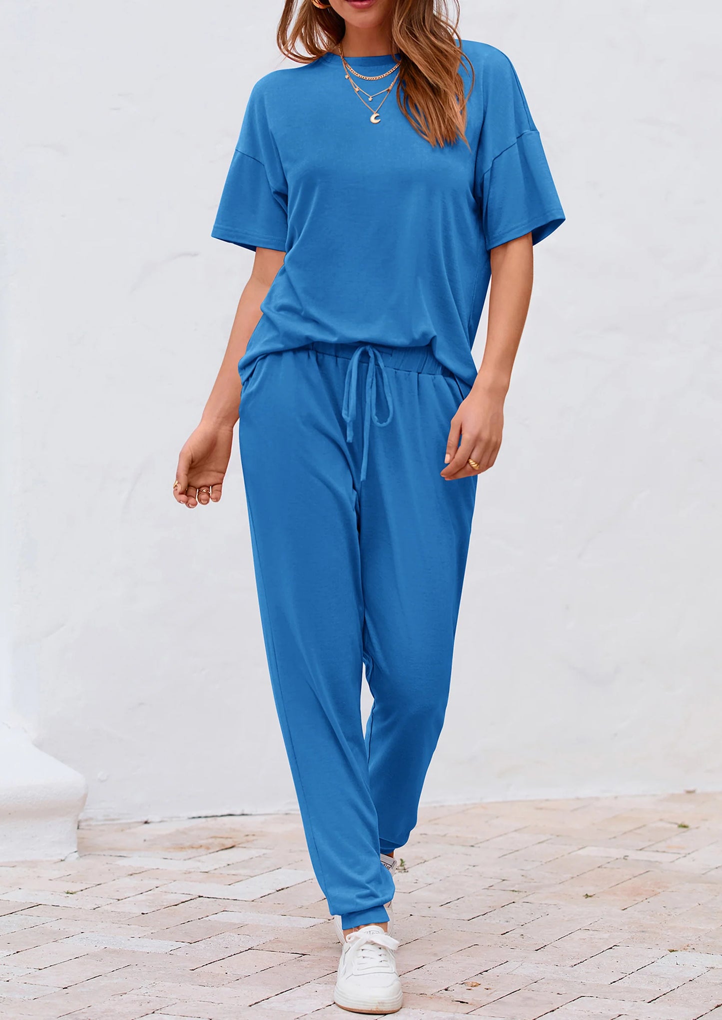 Women's Two Piece Lounge Sets Spring Summer Jogger Pants Vacation Outfits Travel Airplane Matching Clothes