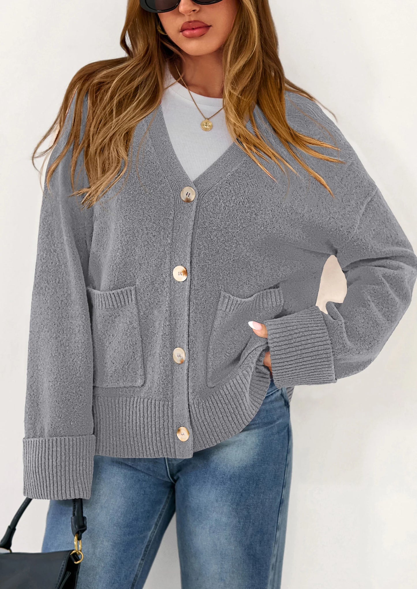 Women's Oversized Cardigan Sweaters Trendy Chunky Knit Long Sleeve V Neck Button Down Fall Winter Outfits
