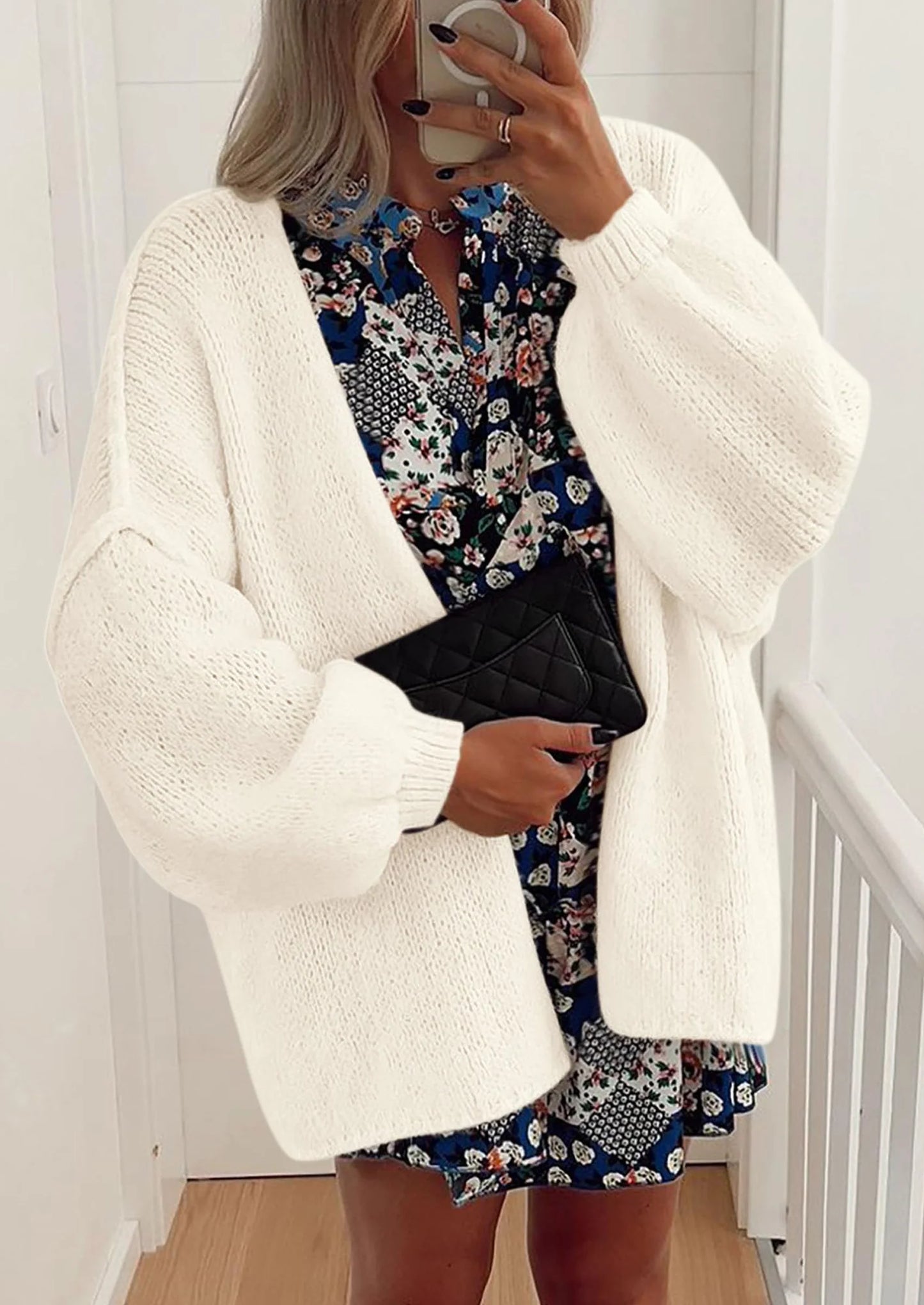 Womens Oversized Cardigan Sweaters Fall Long Lantern Sleeve Knit Open Front Lightweight Sweater