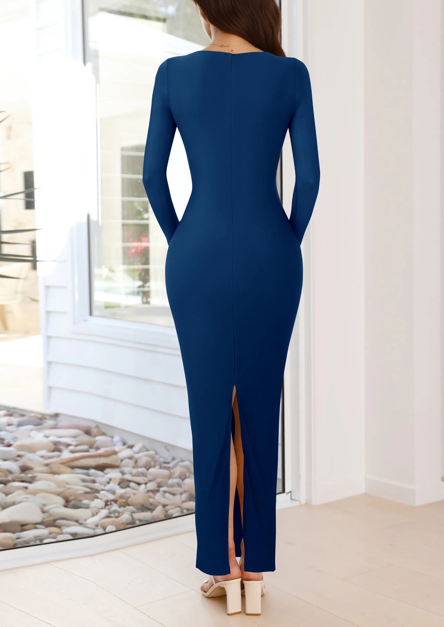 Bodycon Maxi Dress Fall Floral Long Sleeve Sexy Mesh Cocktail Wedding Guest Long Dresses