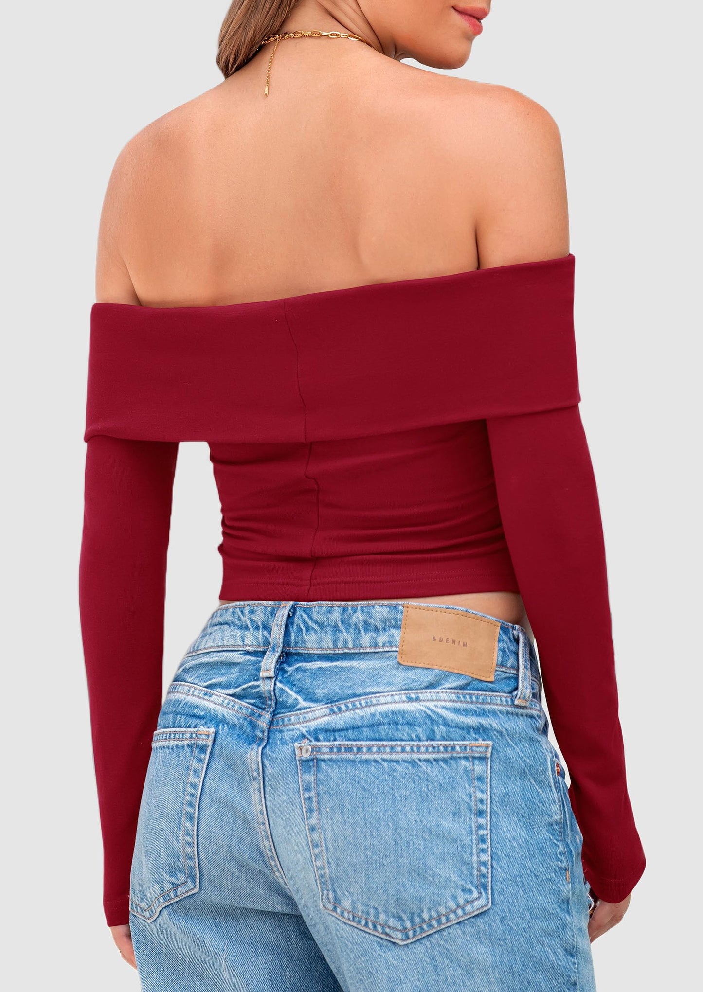 Off The Shoulder Tops for Women Long Sleeve Shirts Trendy Going Out Crop Top Spring Fashion Clothes