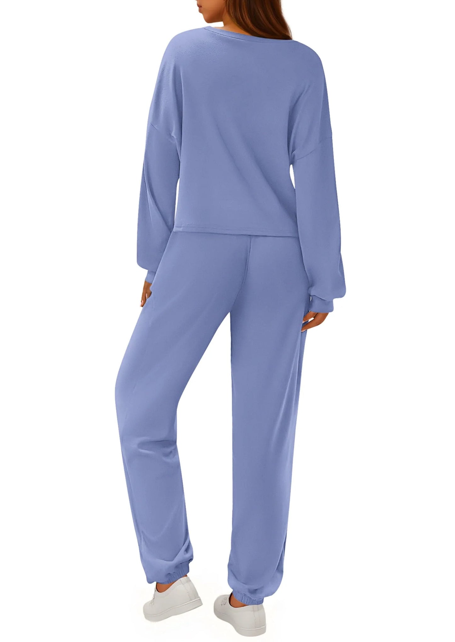 Women's Two Piece Outfits Lounge Sets Long Sleeve Pullover Tops Sweatpants Fall Fashion Matching Clothing