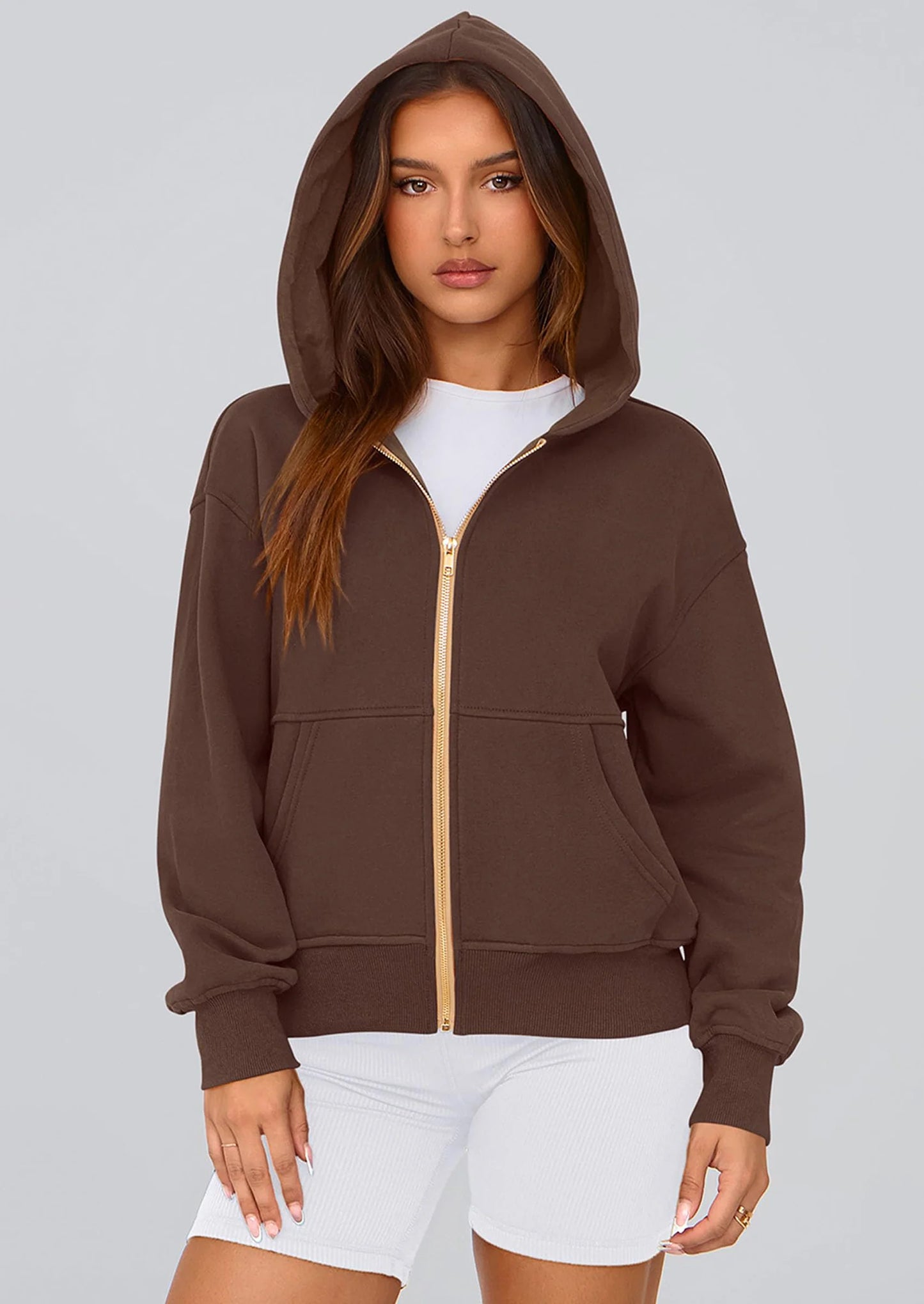 Hoodies For Women Sweatshirt Zip Up Hoodie Fall Fashion Trendy Long Sleeve Jackets Winter Clothing Outfits