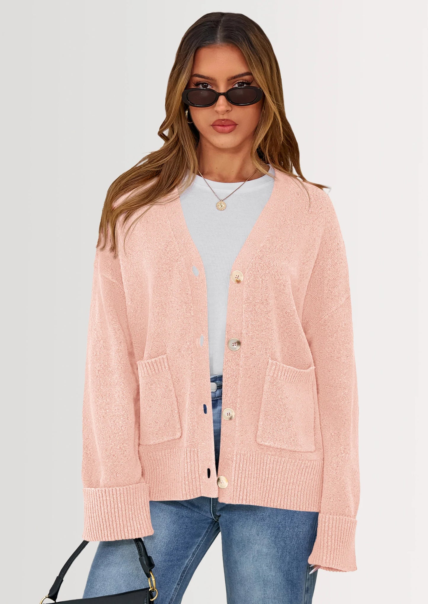 Women's Oversized Cardigan Sweaters Trendy Chunky Knit Long Sleeve V Neck Button Down Fall Winter Outfits