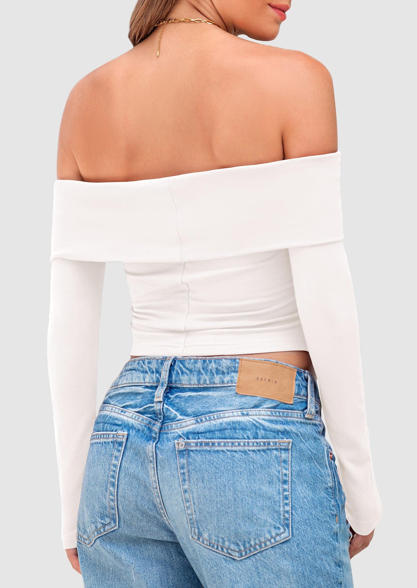 Off The Shoulder Tops for Women Long Sleeve Shirts Trendy Going Out Crop Top Spring Fashion Clothes