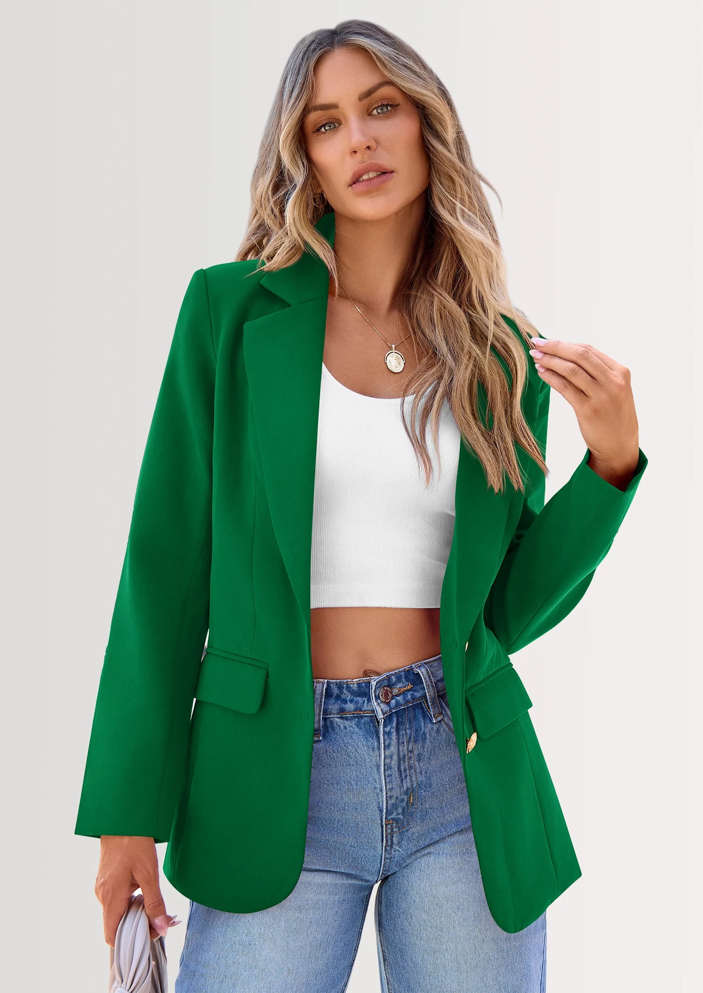 Women's Spring Fall Business Casual Blazers Long Sleeve Notch Lapel Trendy Work Office Blazer Jackets Outerwear