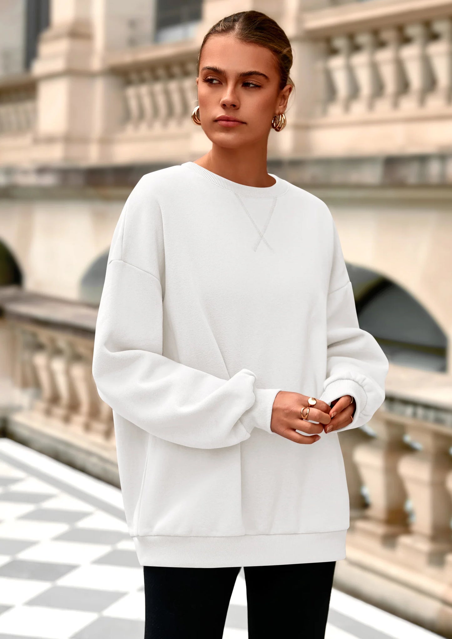 Oversized Sweatshirt for Women Fall Outfits Crewneck Long Sleeve Tops Fleece Pullover Winter Clothing