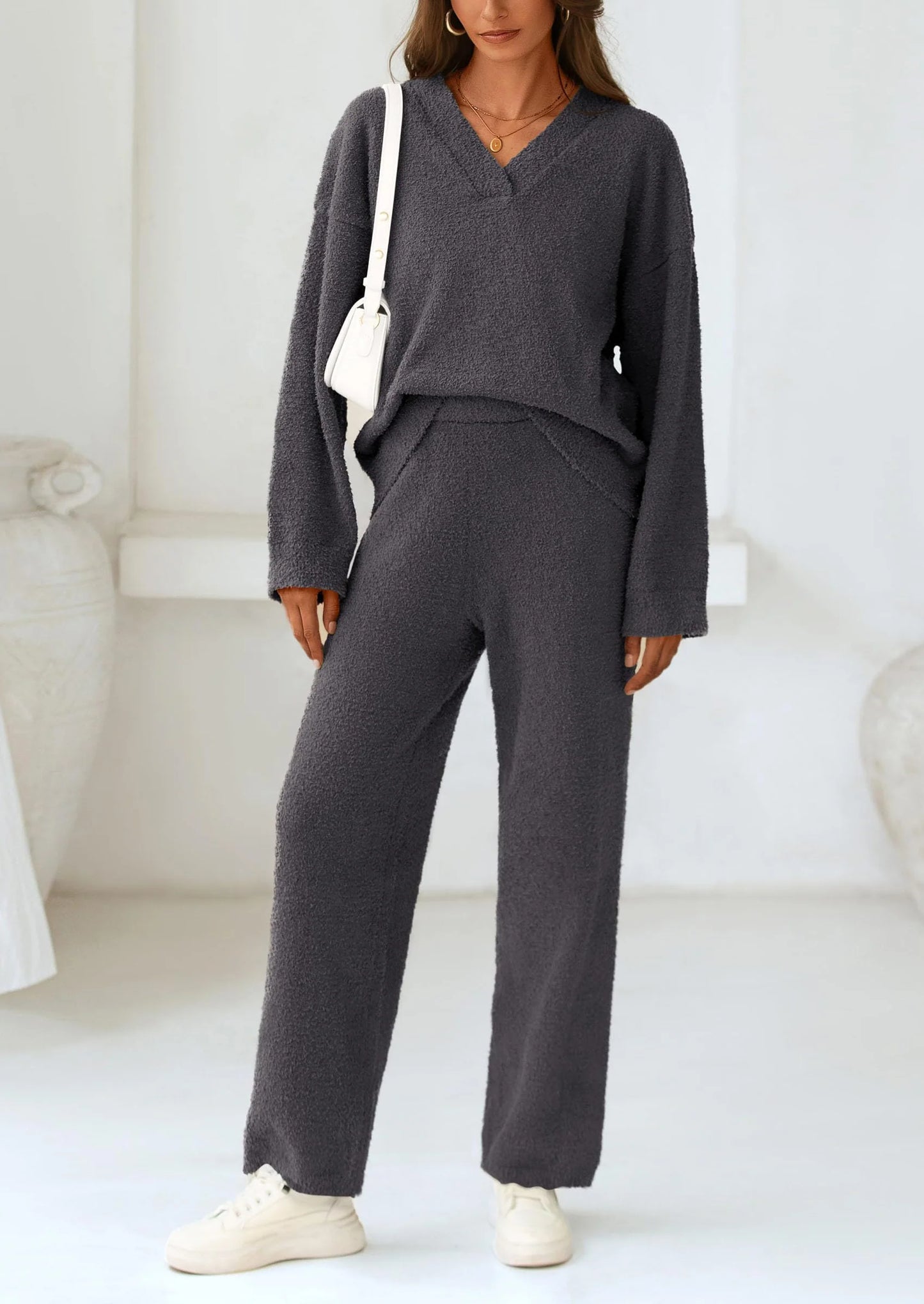 Lounge Sets for Women Two Piece Sweaters Pajama Set Fall Fashion Loungewear Outfits Matching Winter Clothes