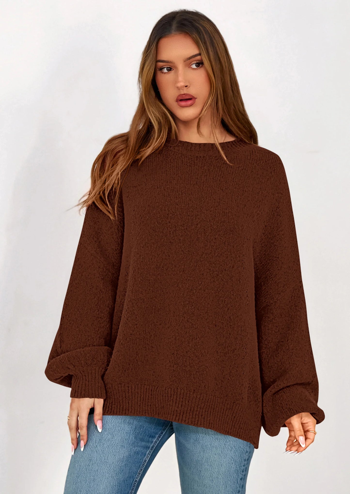 Sweaters for Women Fall Chunky Knit Long Sleeve Crew Neck Oversized Pullover Tops Winter Fashion Clothing