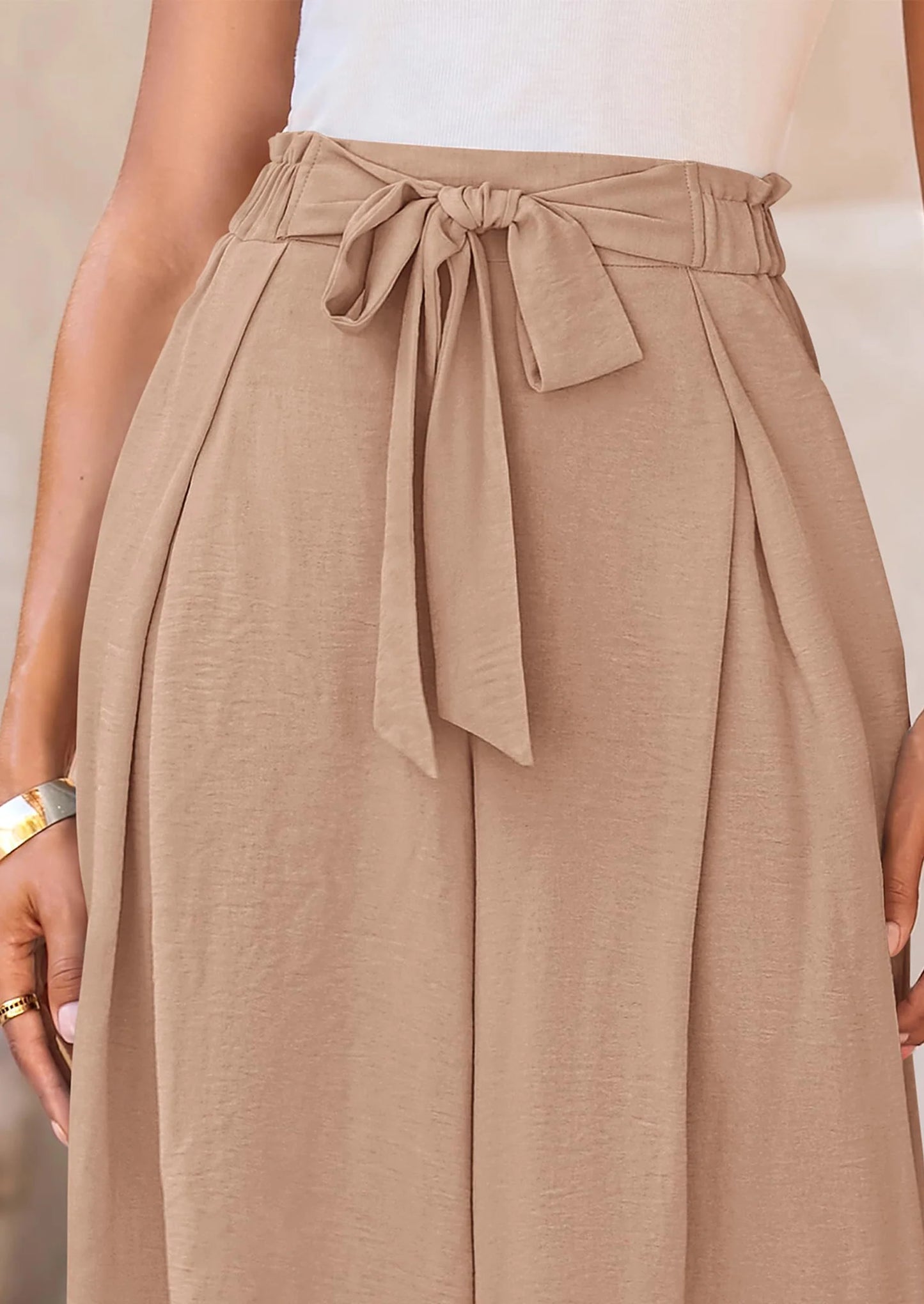 Women's Wide Leg Work Pants Business Casual High Waisted Loose Palazzo Trouser Summer Clothes