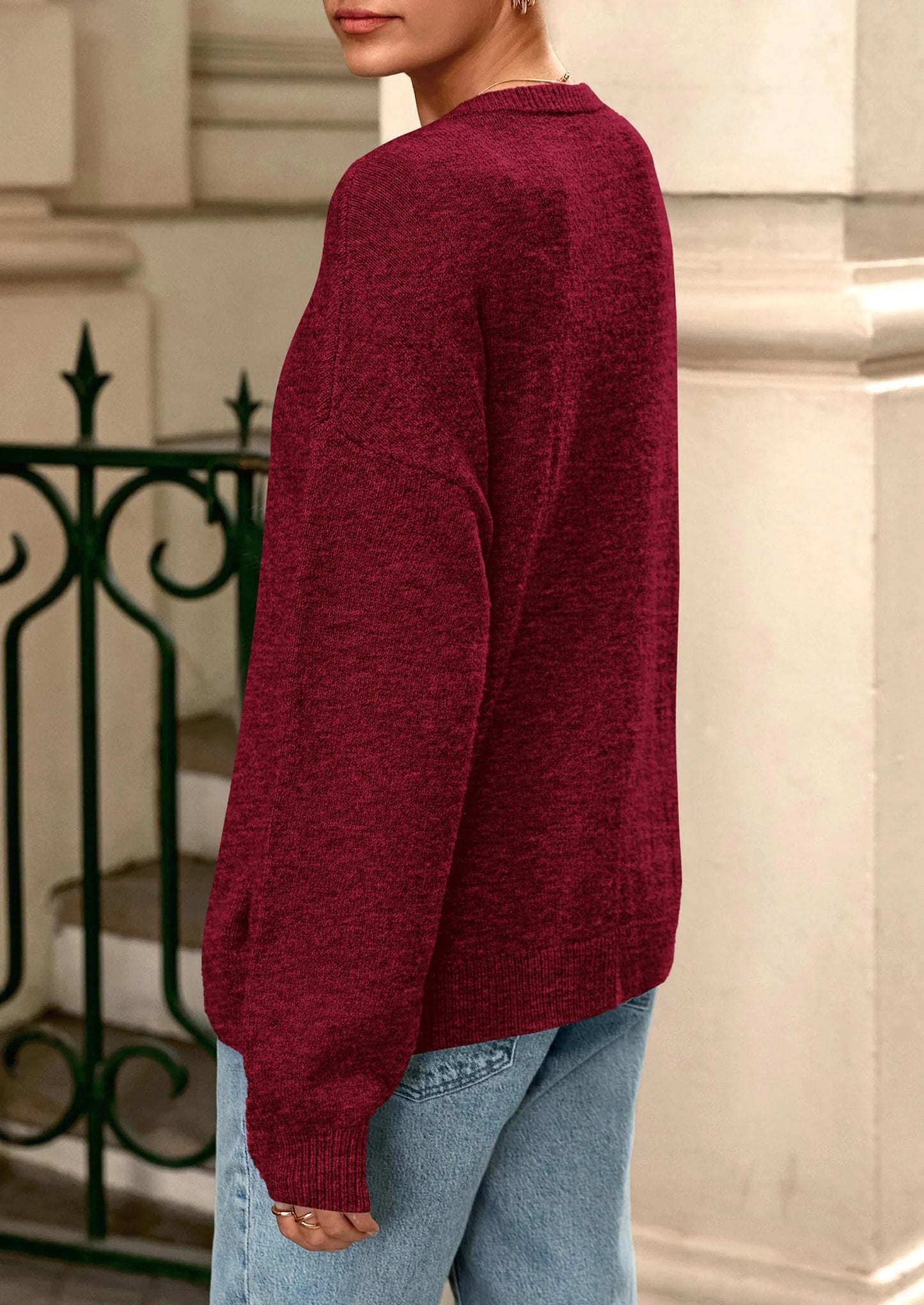 Fall Long Sleeve Cardigans for Women Trendy Open Front Winter Button Down Crewneck Soft Knit Sweater Jacket